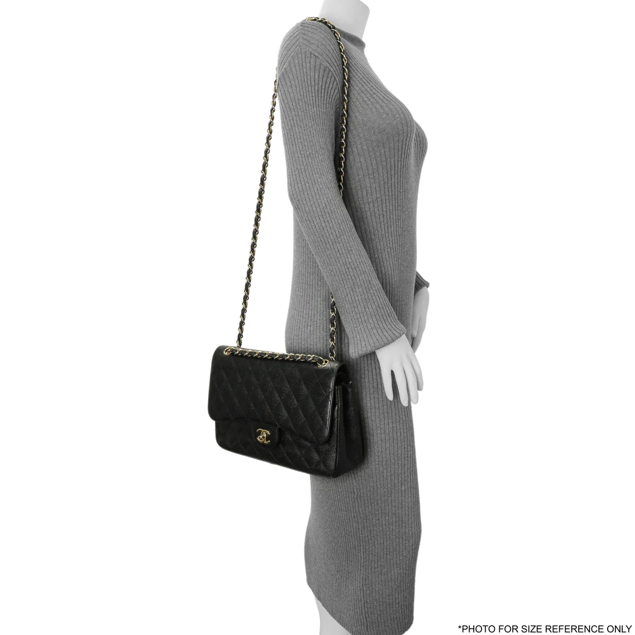 Chanel Black Quilted Caviar Jumbo Double Flap - Image 13