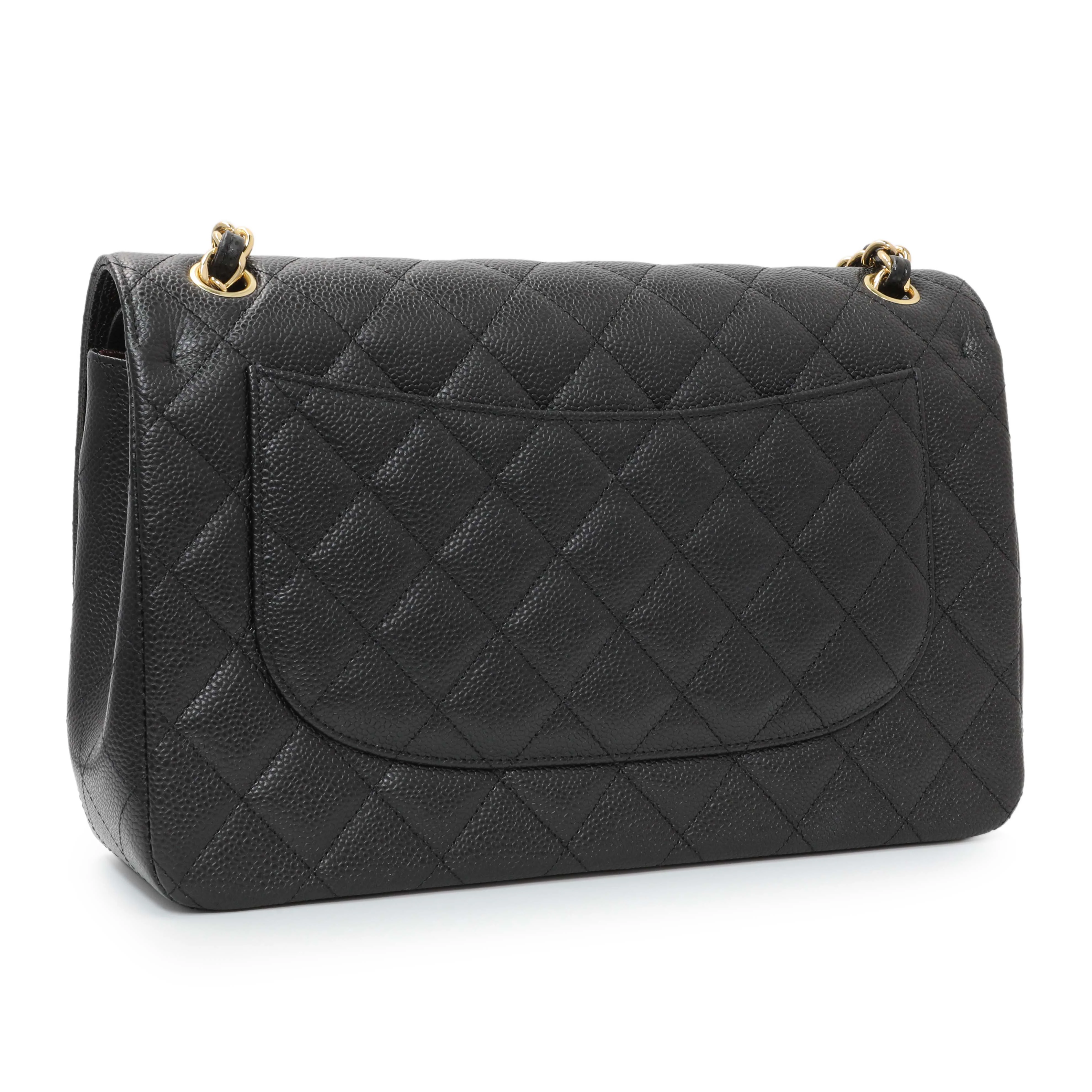 Chanel Black Quilted Caviar Jumbo Double Flap - Image 2