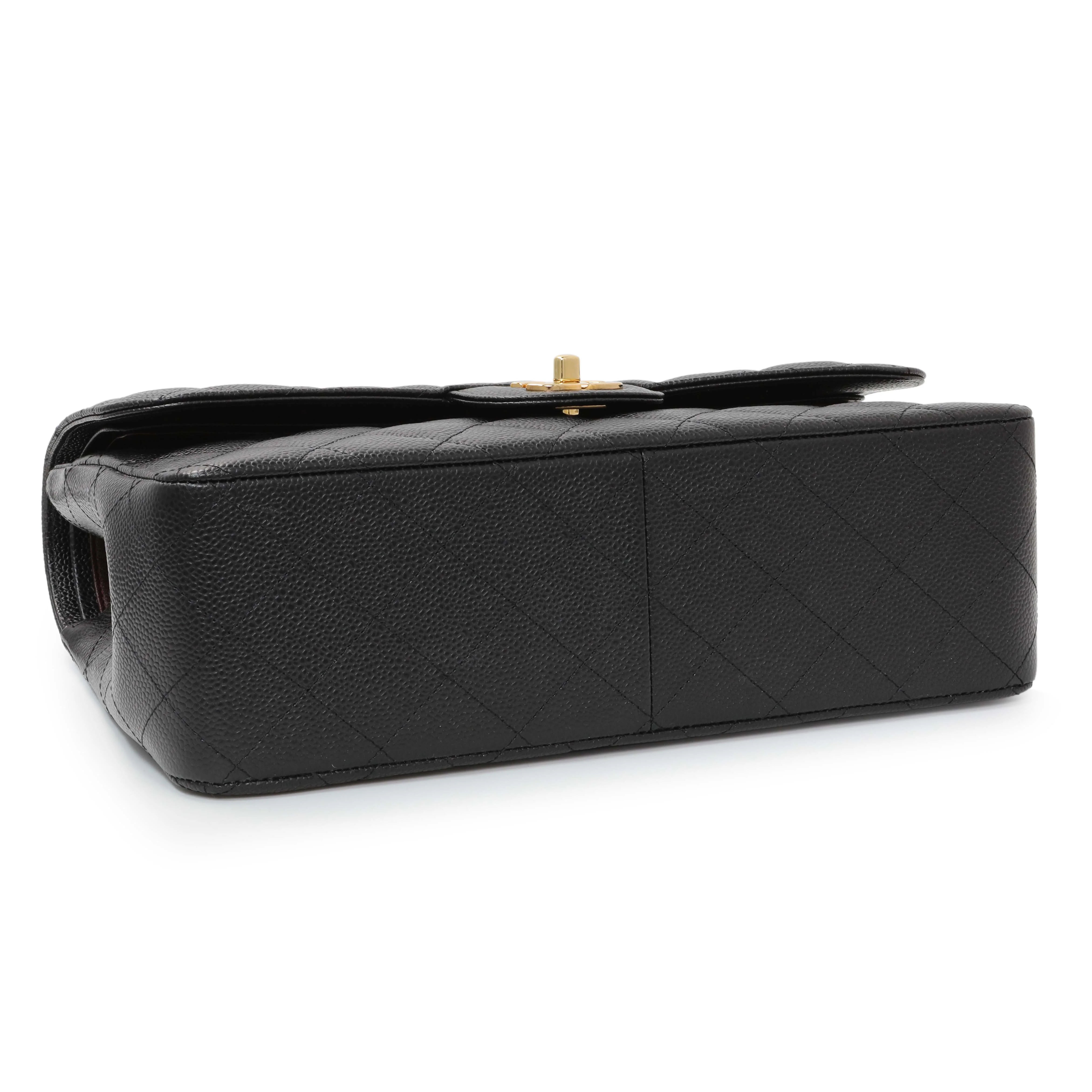 Chanel Black Quilted Caviar Jumbo Double Flap - Image 3