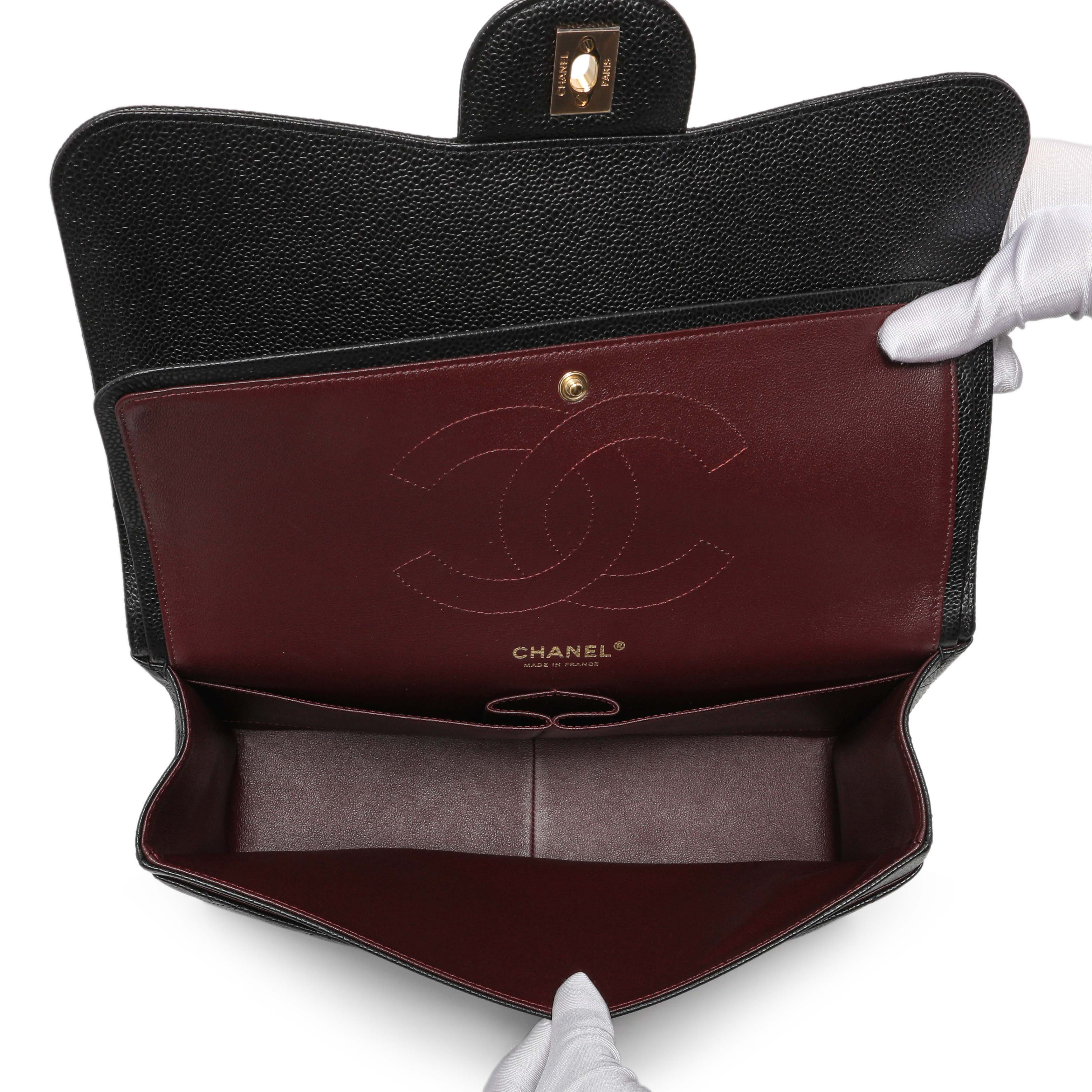Chanel Black Quilted Caviar Jumbo Double Flap - Image 4