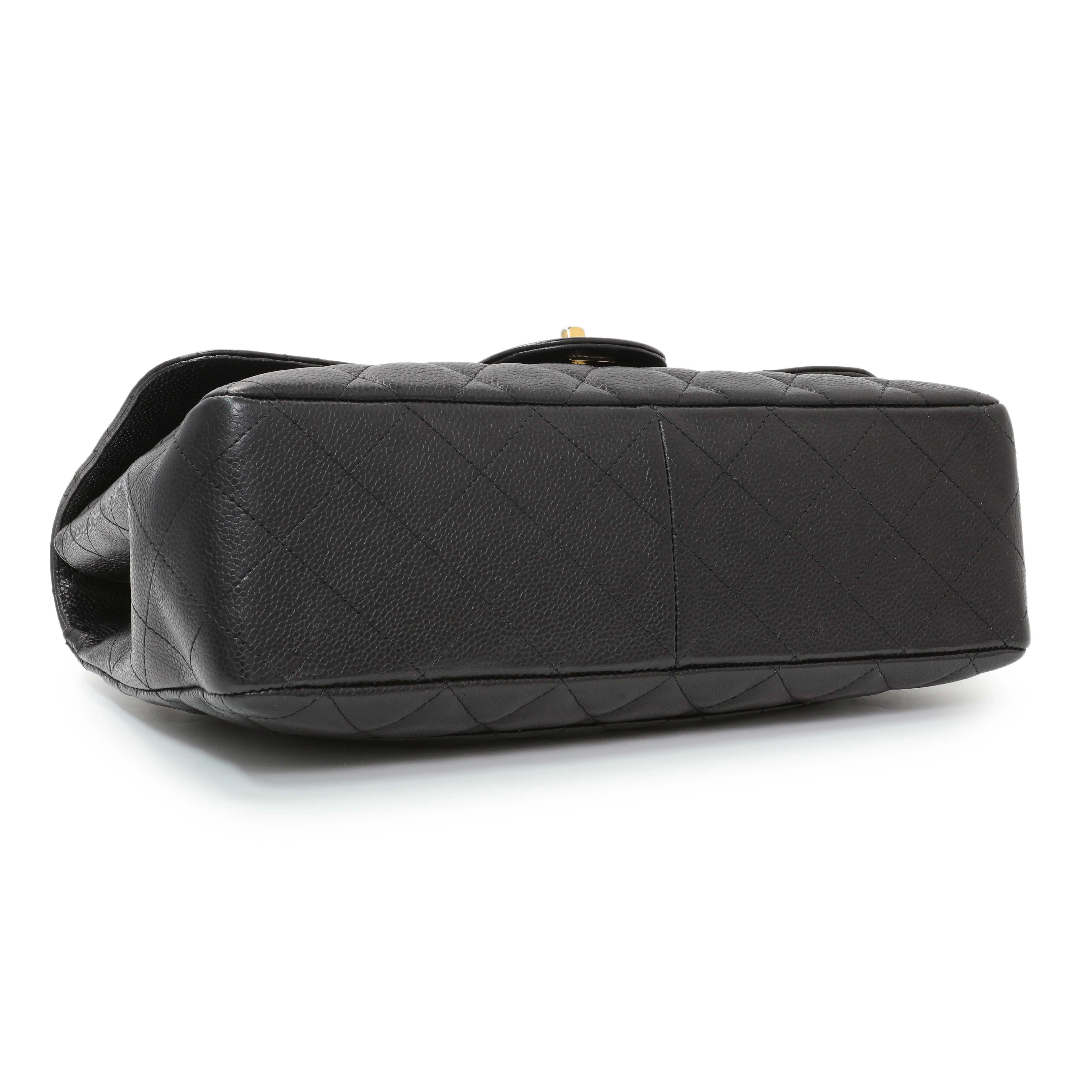 Chanel Black Quilted Caviar Jumbo Single Flap - Image 3