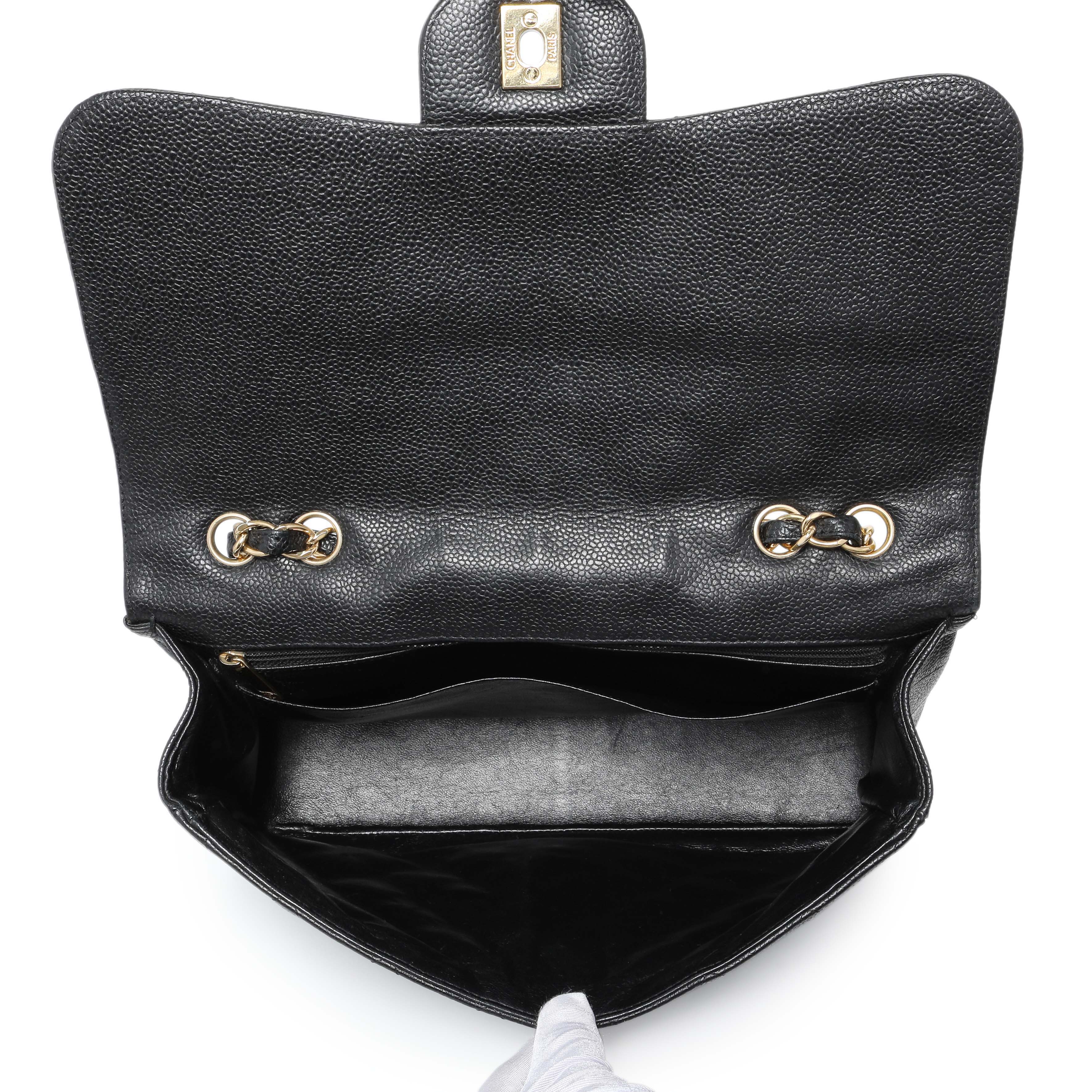 Chanel Black Quilted Caviar Jumbo Single Flap - Image 4