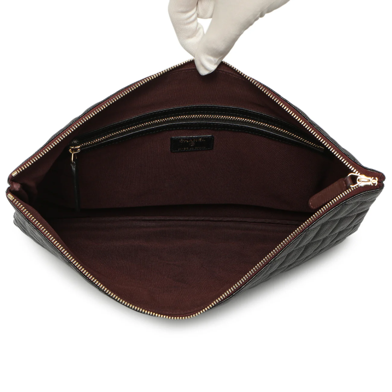Chanel Black Quilted Caviar Large Cosmetic Case - Image 4