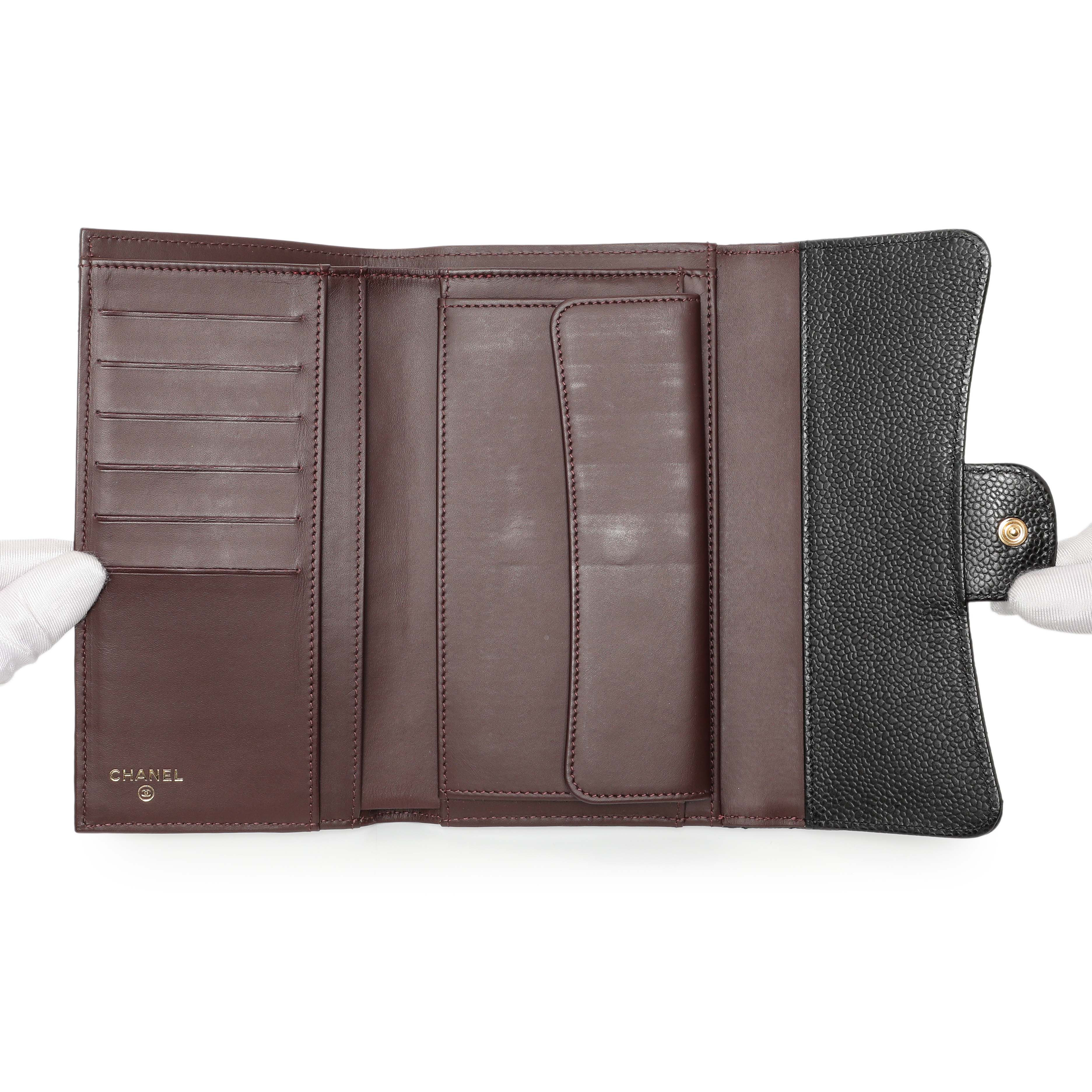 Chanel Black Quilted Caviar Large Flap Wallet - Image 12