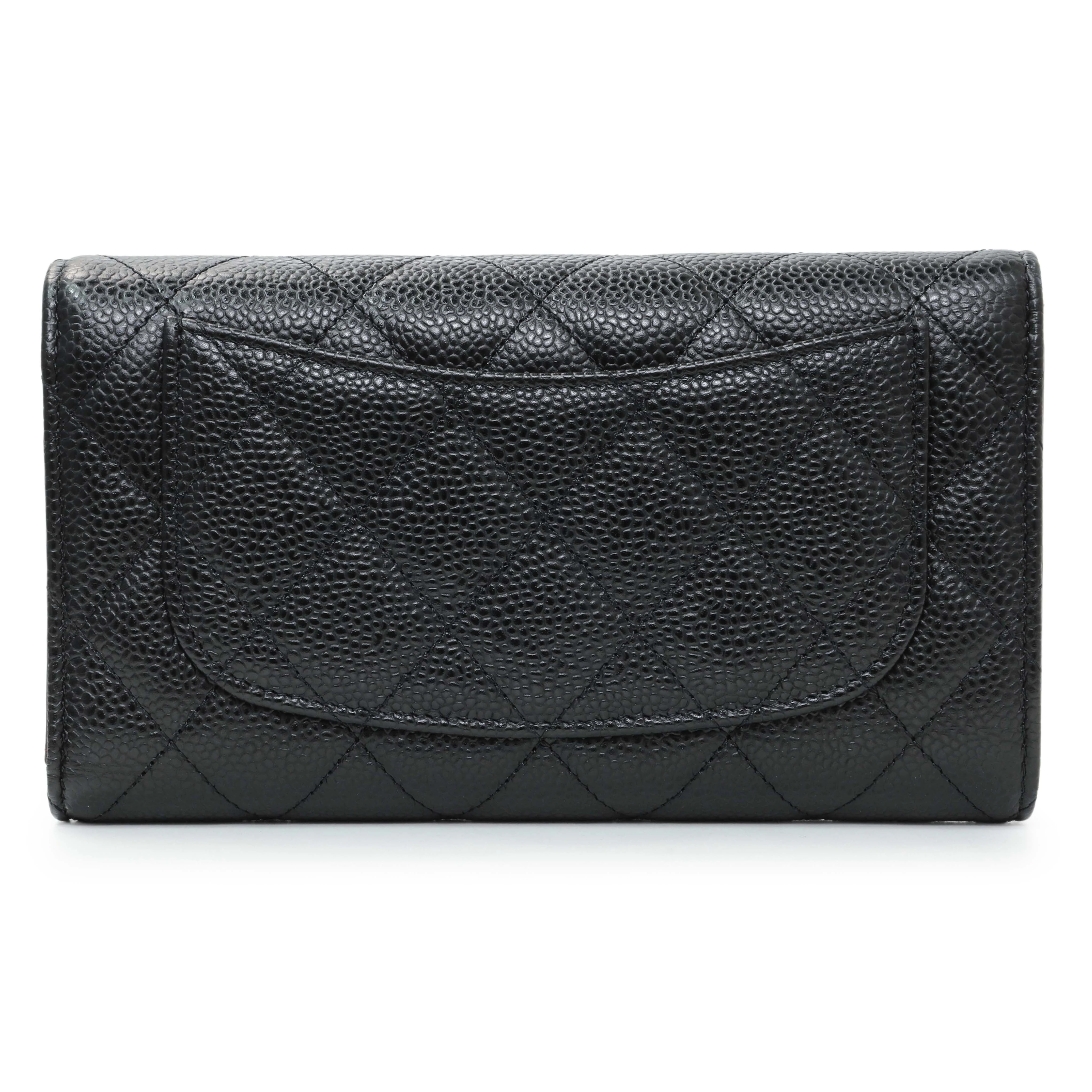 Chanel Black Quilted Caviar Large Flap Wallet - Image 2