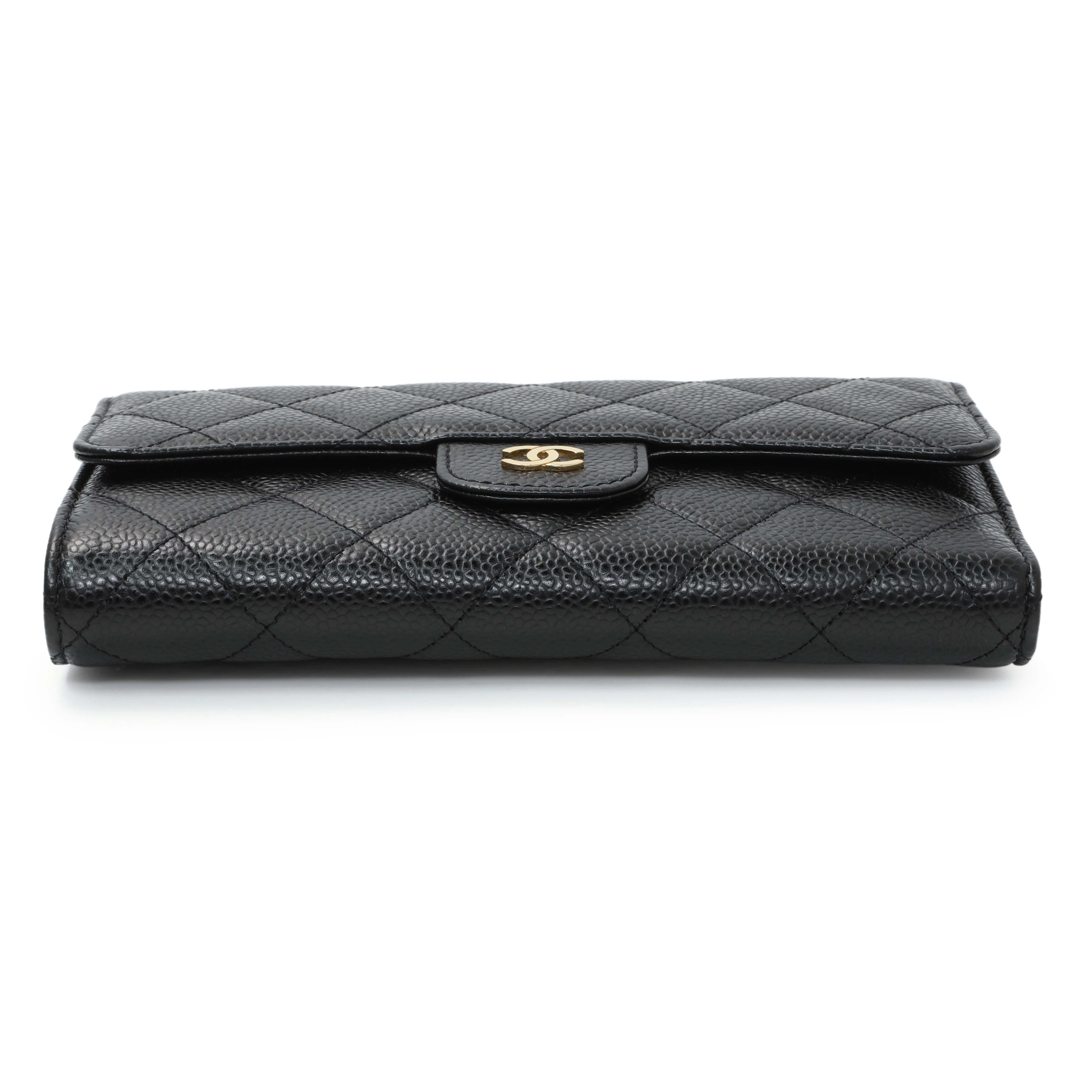 Chanel Black Quilted Caviar Large Flap Wallet - Image 3