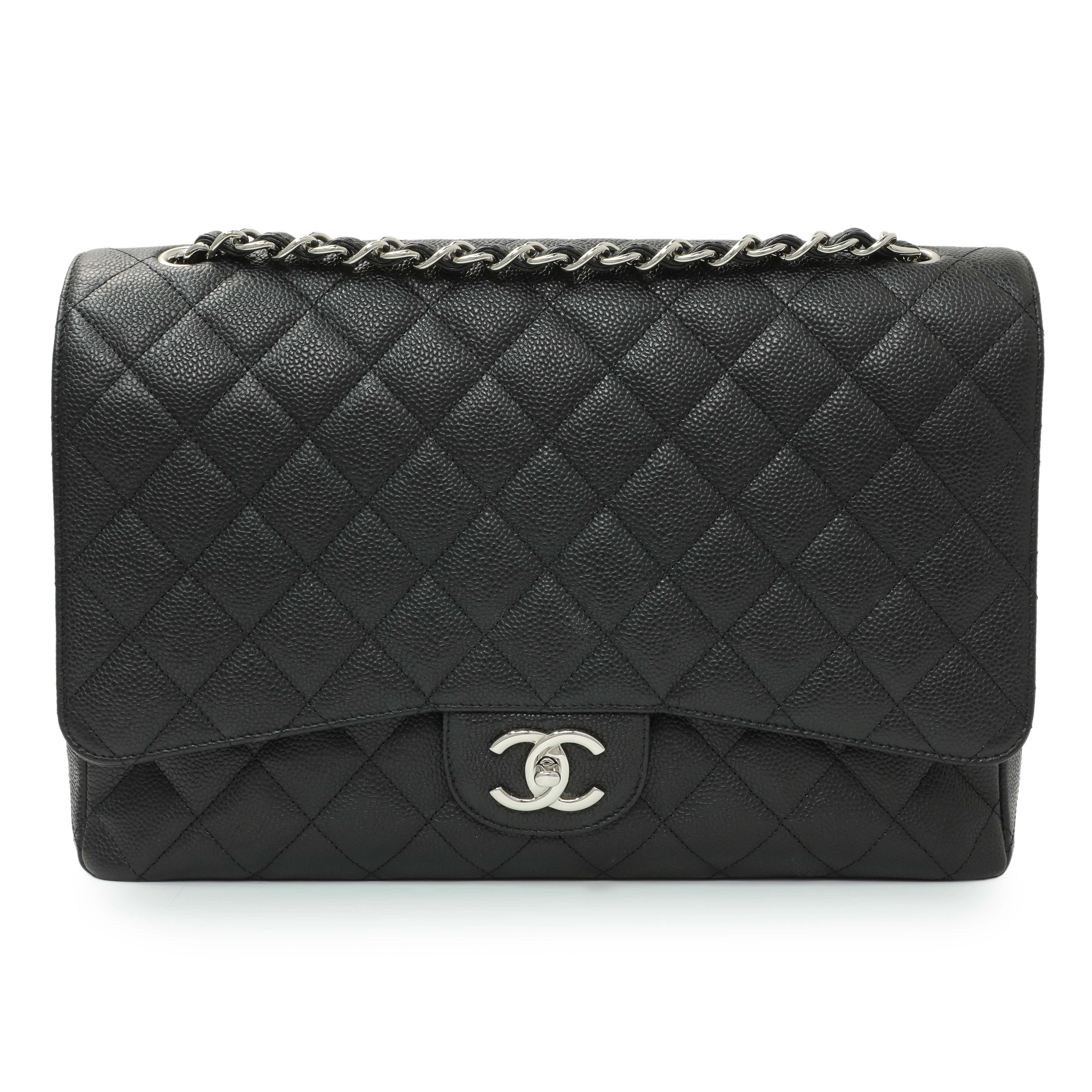 Chanel Black Quilted Caviar Maxi Double Flap