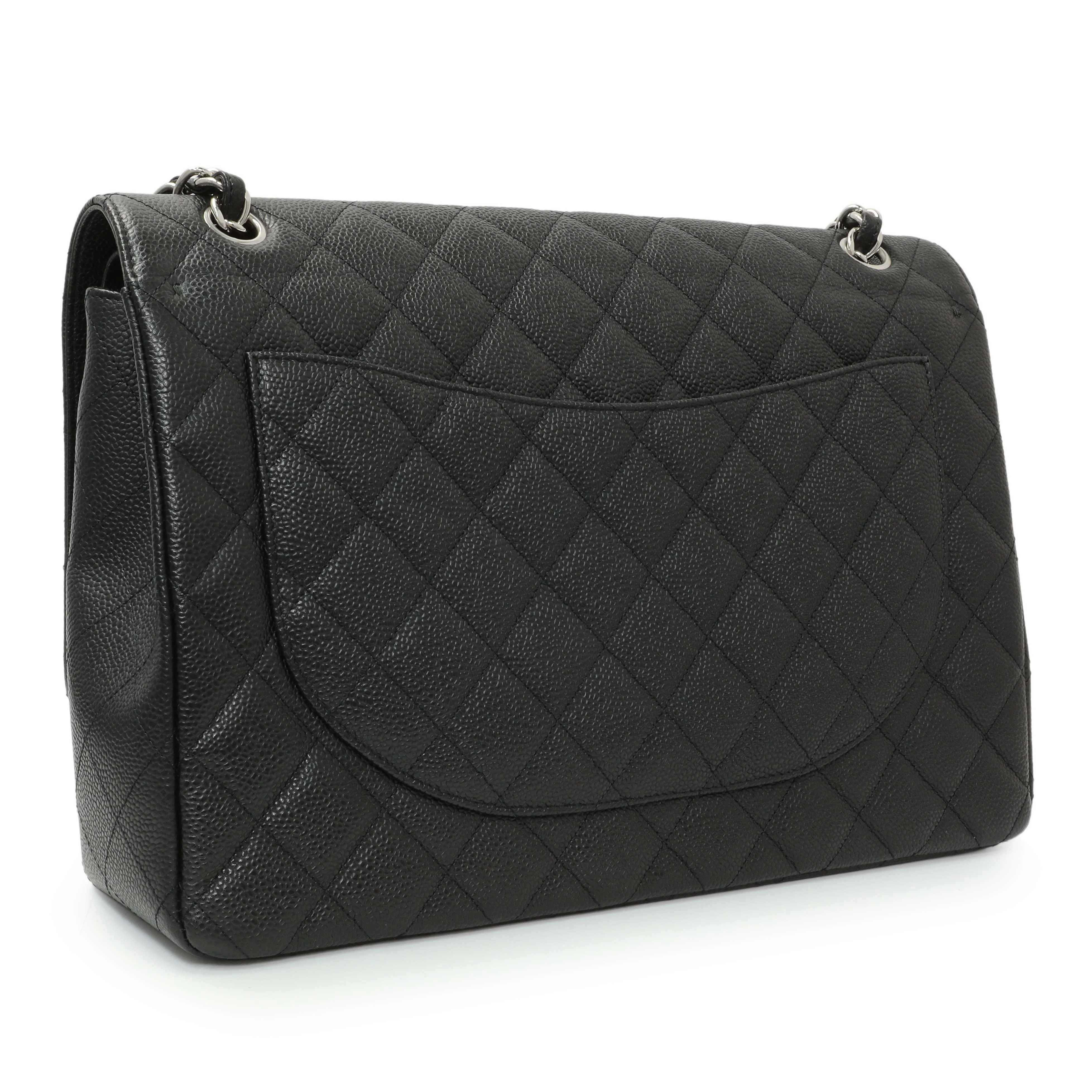 Chanel Black Quilted Caviar Maxi Double Flap - Image 2