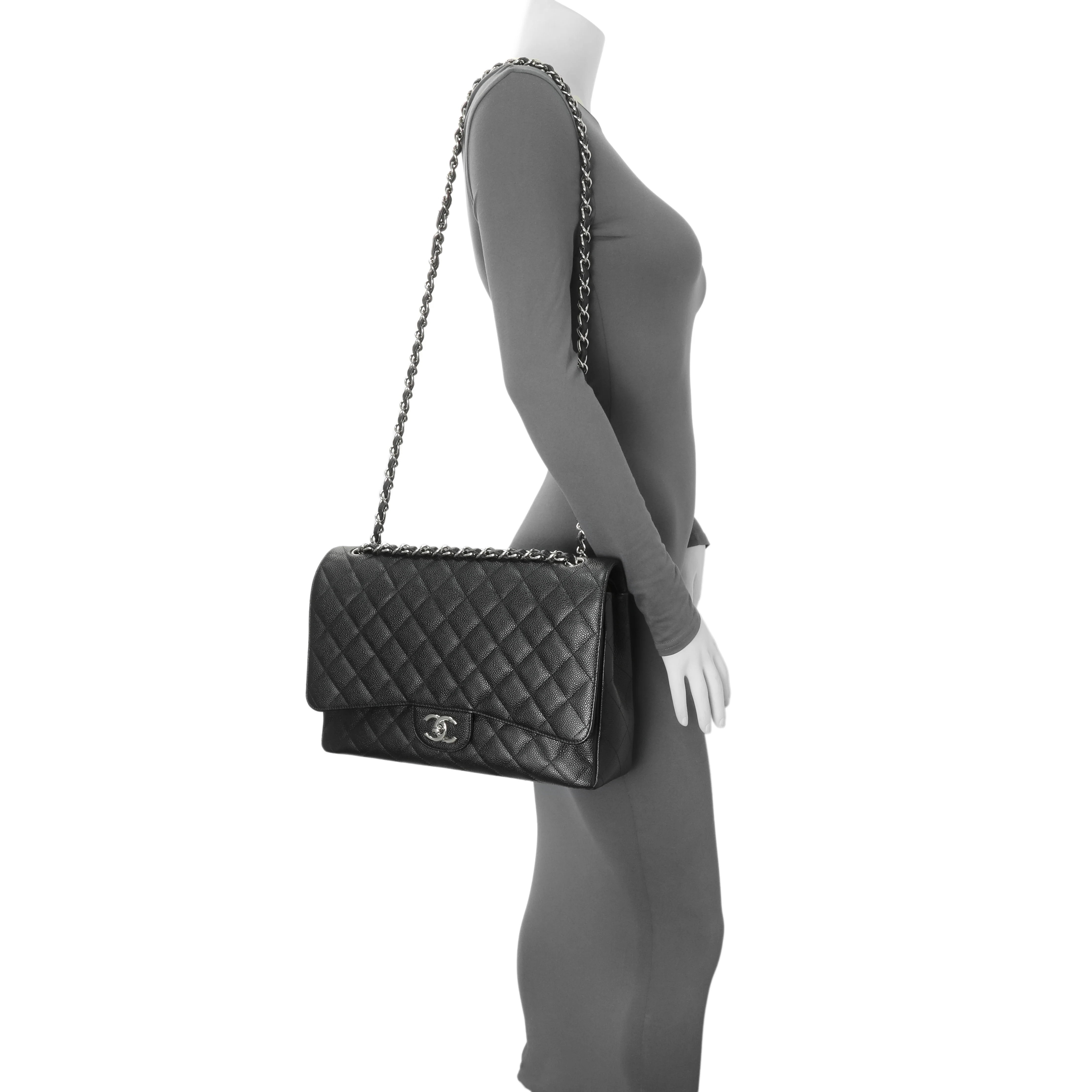 Chanel Black Quilted Caviar Maxi Double Flap - Image 7