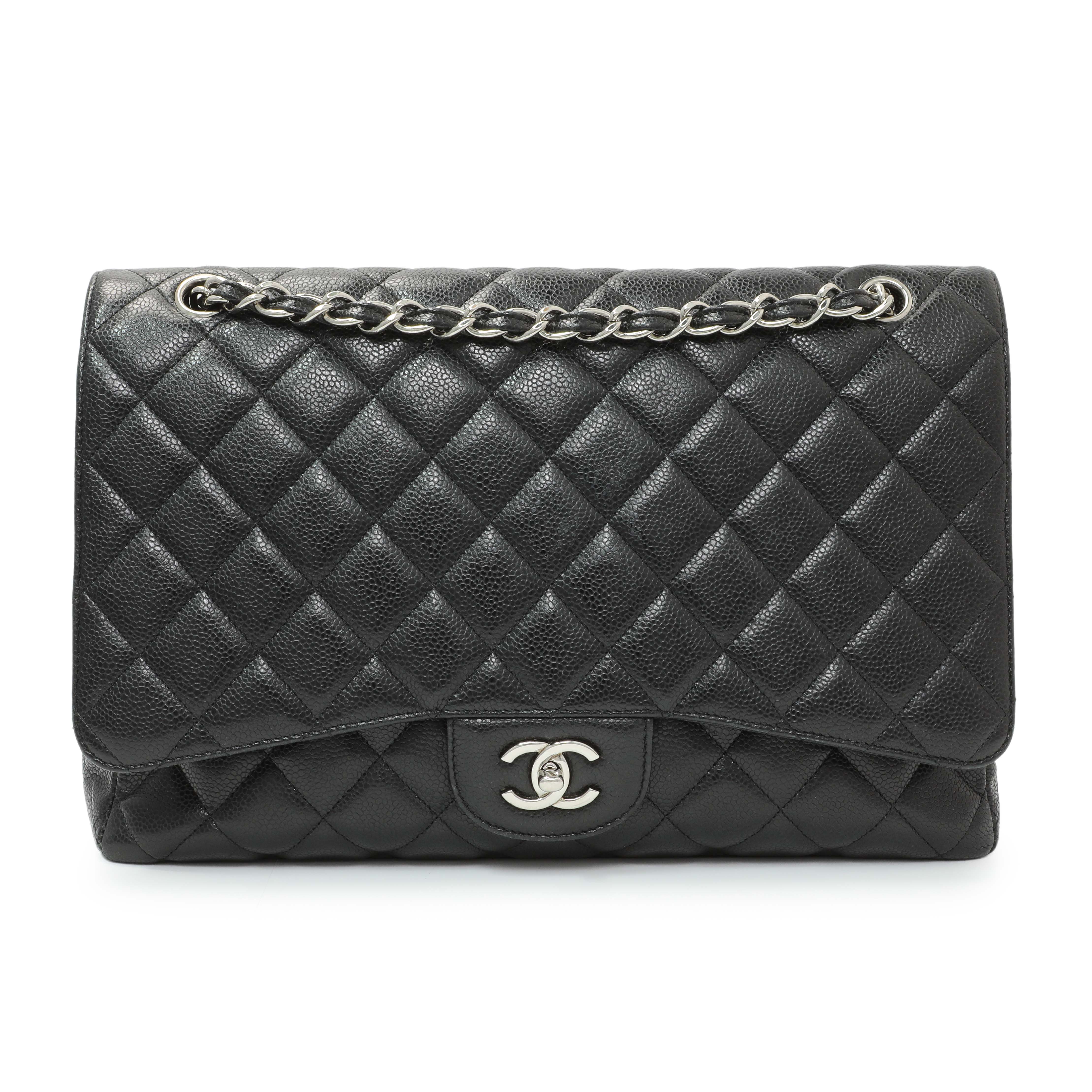 Chanel Black Quilted Caviar Maxi Single Flap