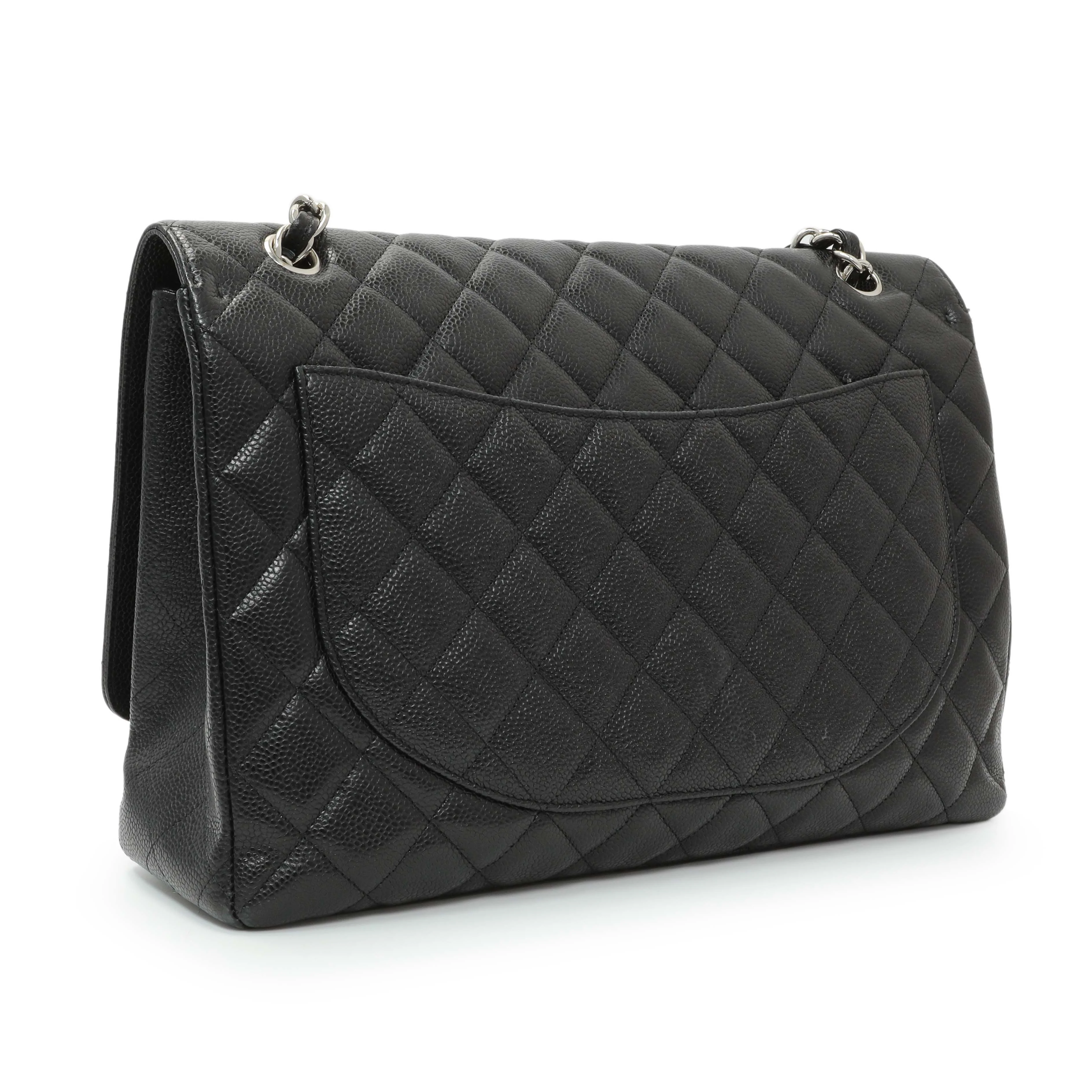 Chanel Black Quilted Caviar Maxi Single Flap - Image 2