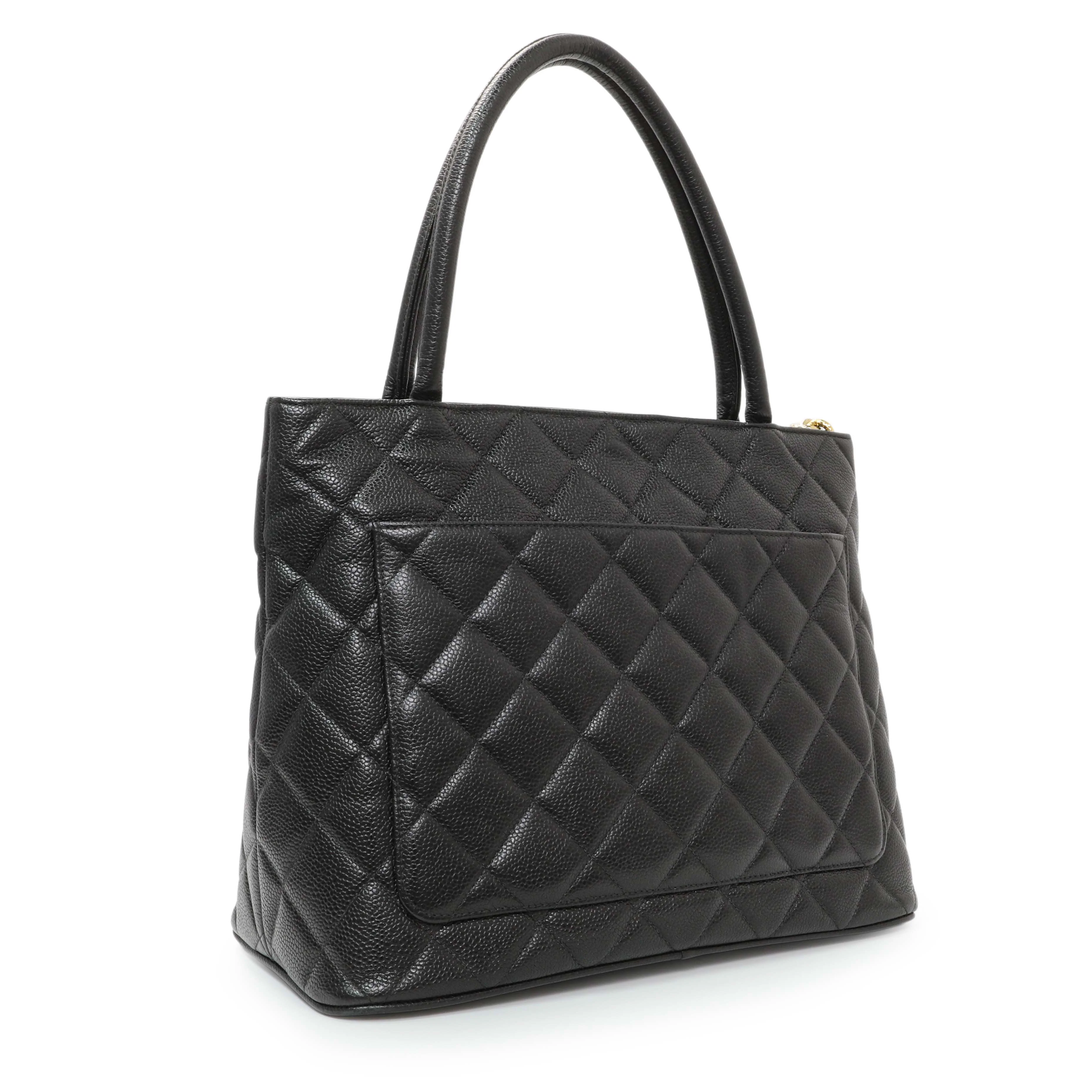 Chanel Black Quilted Caviar Medallion Tote - Image 2