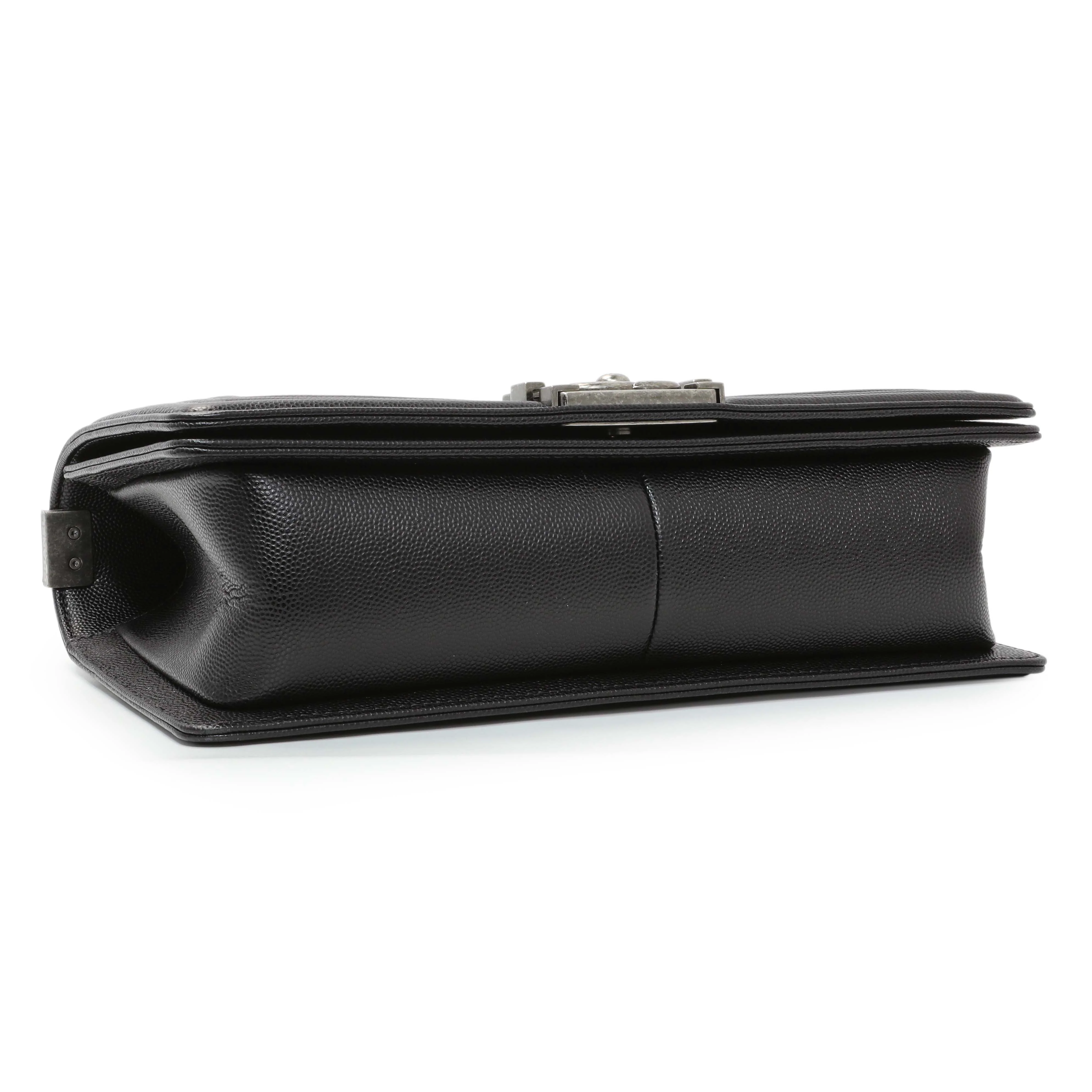 Chanel Black Quilted Caviar Medium Boy Flap - Image 4