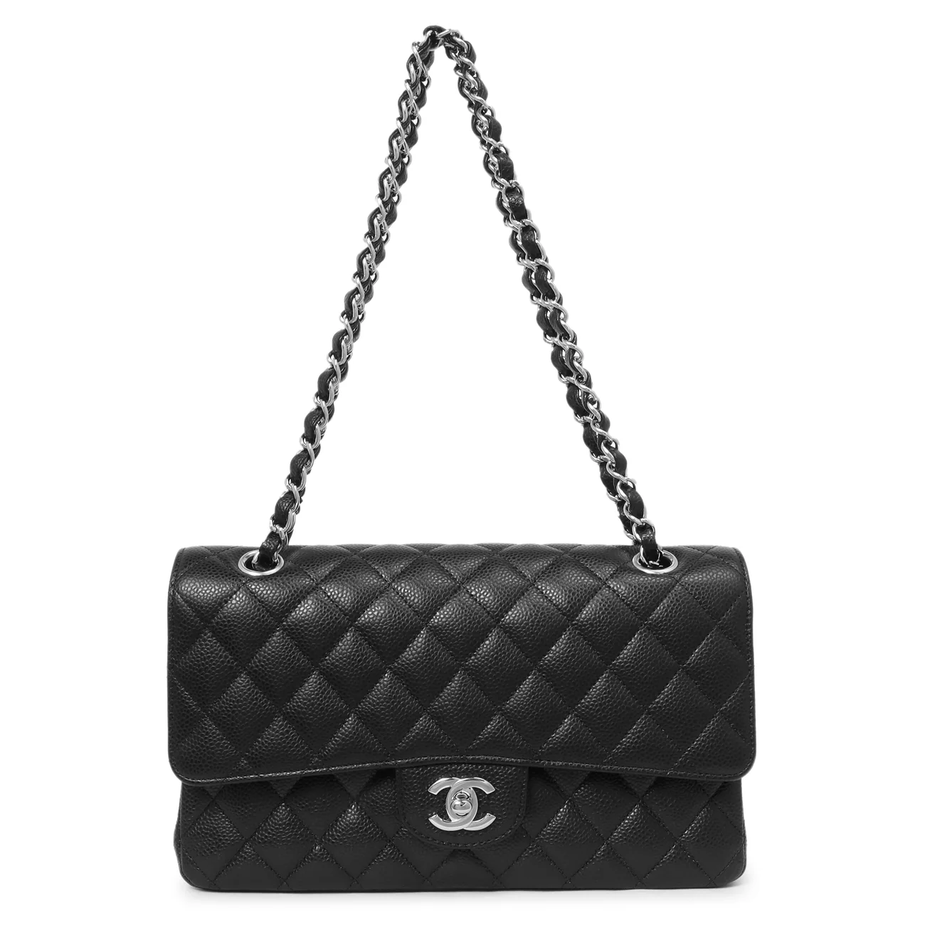 Chanel Black Quilted Caviar Medium Classic Double Flap