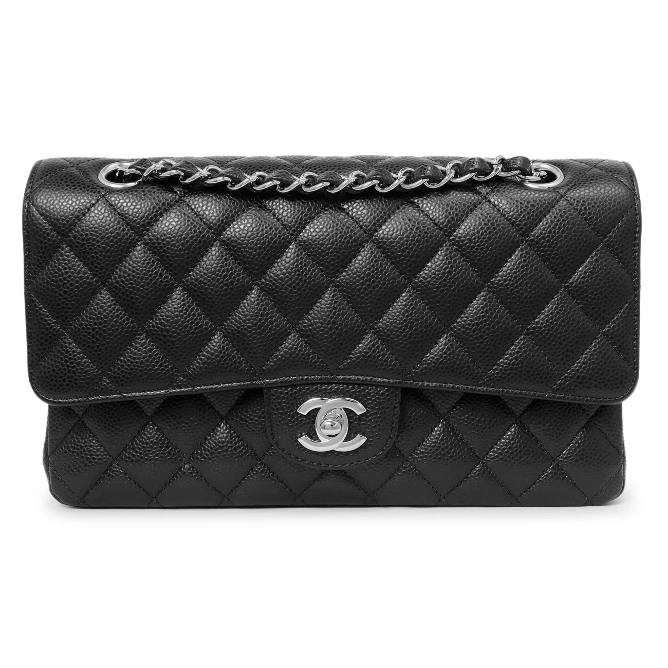 Chanel Black Quilted Caviar Medium Classic Double Flap - Image 2