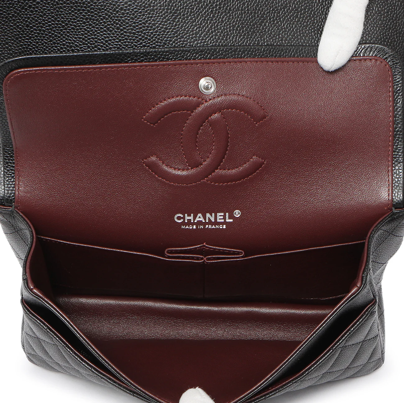 Chanel Black Quilted Caviar Medium Classic Double Flap - Image 5