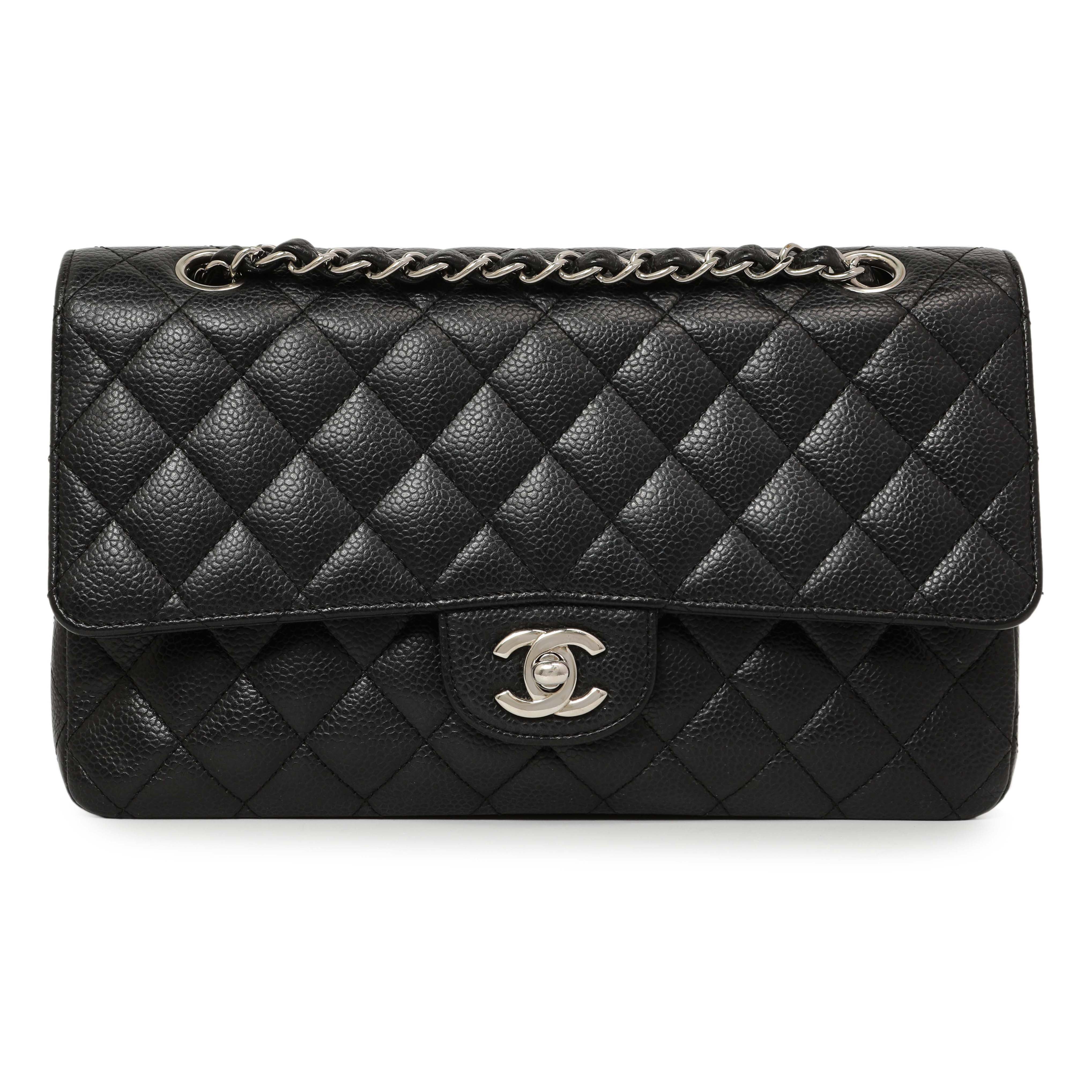Chanel Black Quilted Caviar Medium Classic Double Flap