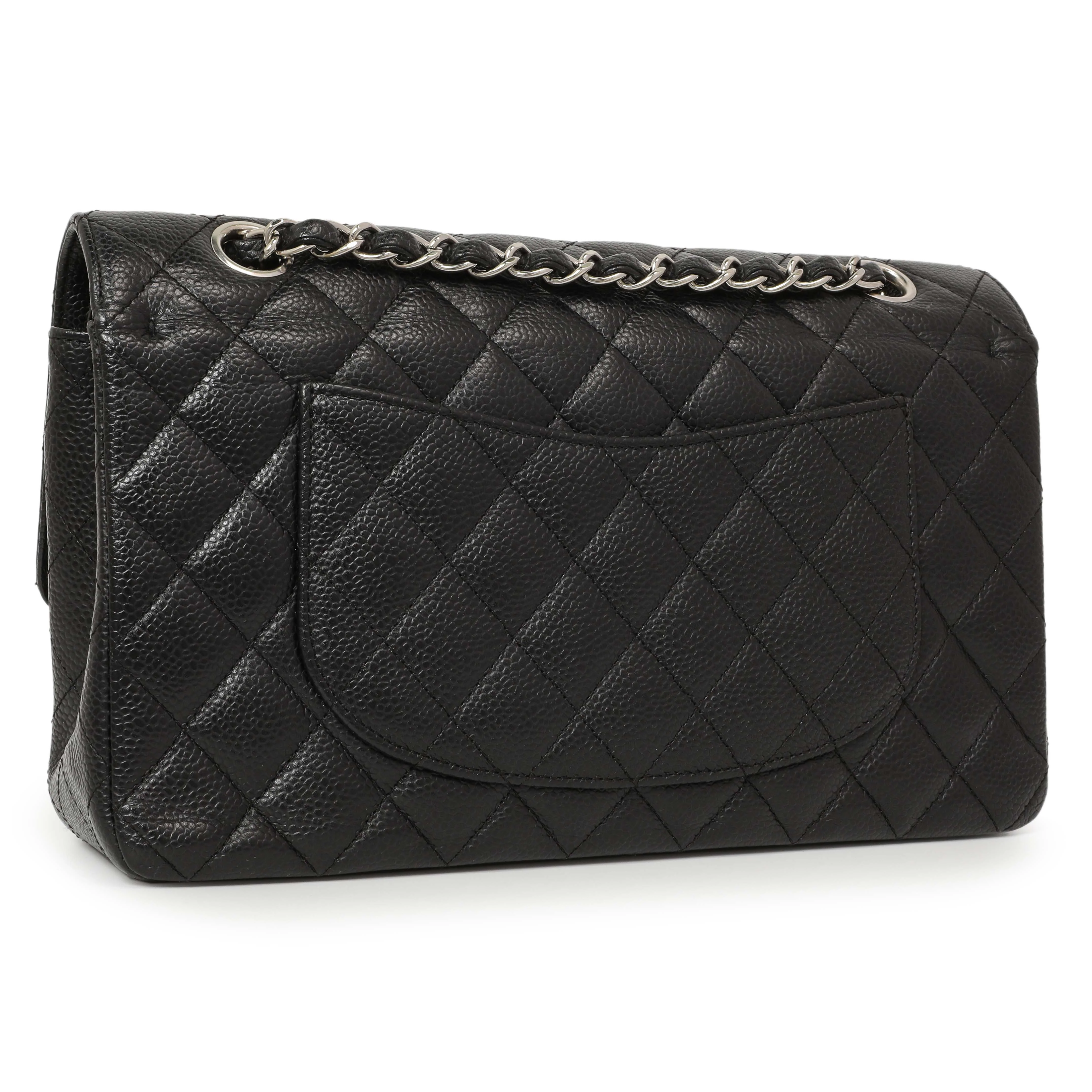 Chanel Black Quilted Caviar Medium Classic Double Flap - Image 2