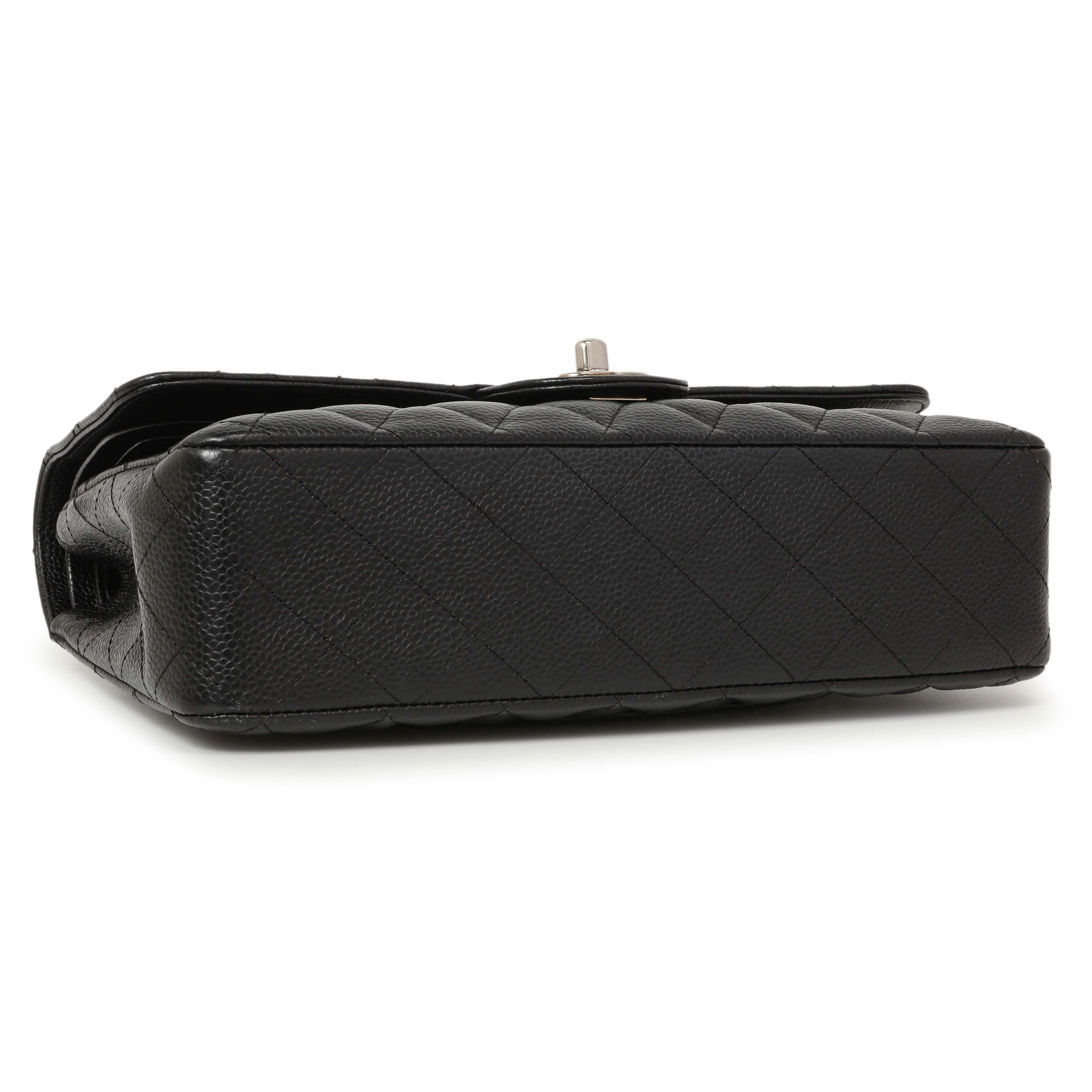 Chanel Black Quilted Caviar Medium Classic Double Flap - Image 3