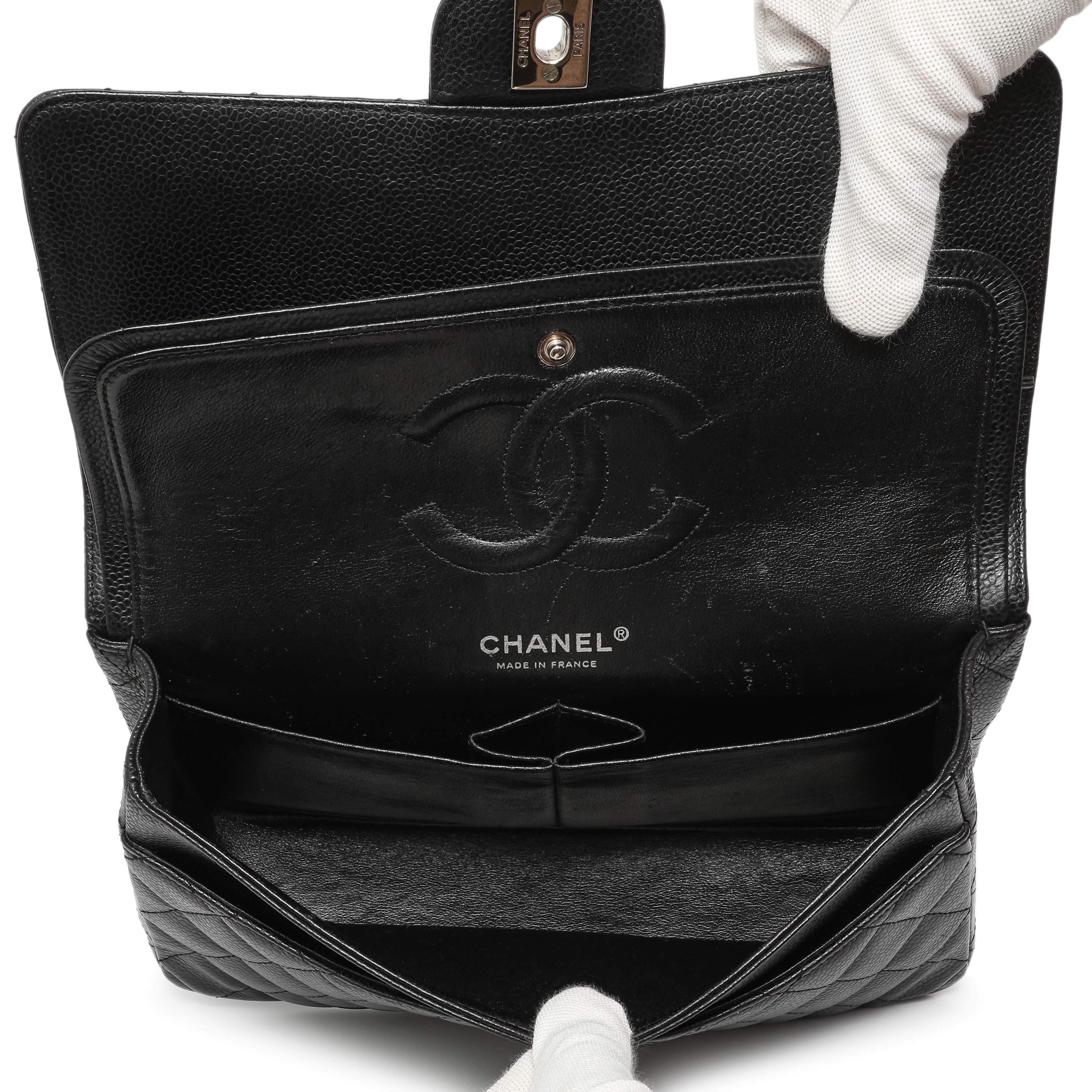 Chanel Black Quilted Caviar Medium Classic Double Flap - Image 8