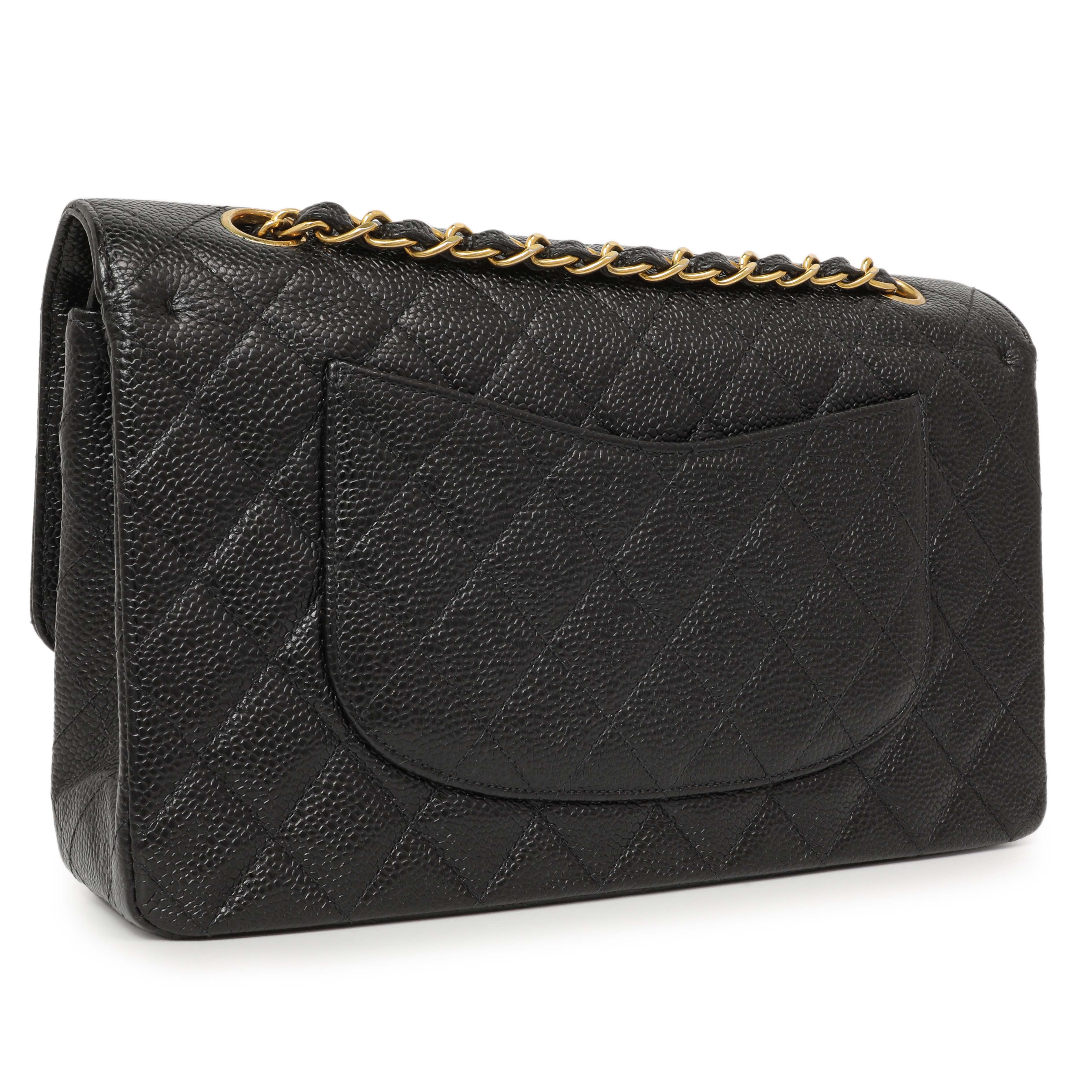Chanel Black Quilted Caviar Medium Classic Double Flap - Image 2