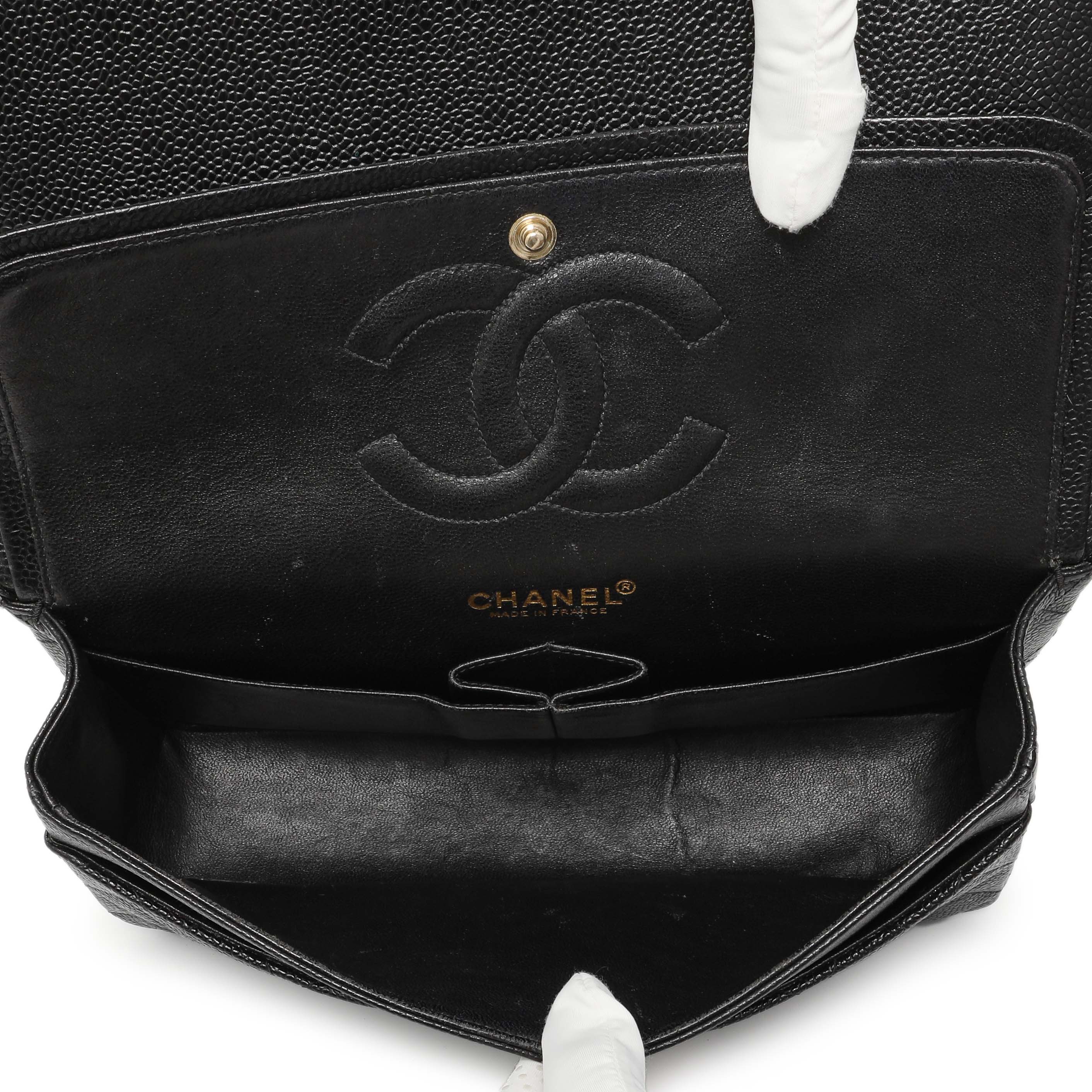 Chanel Black Quilted Caviar Medium Classic Double Flap - Image 4
