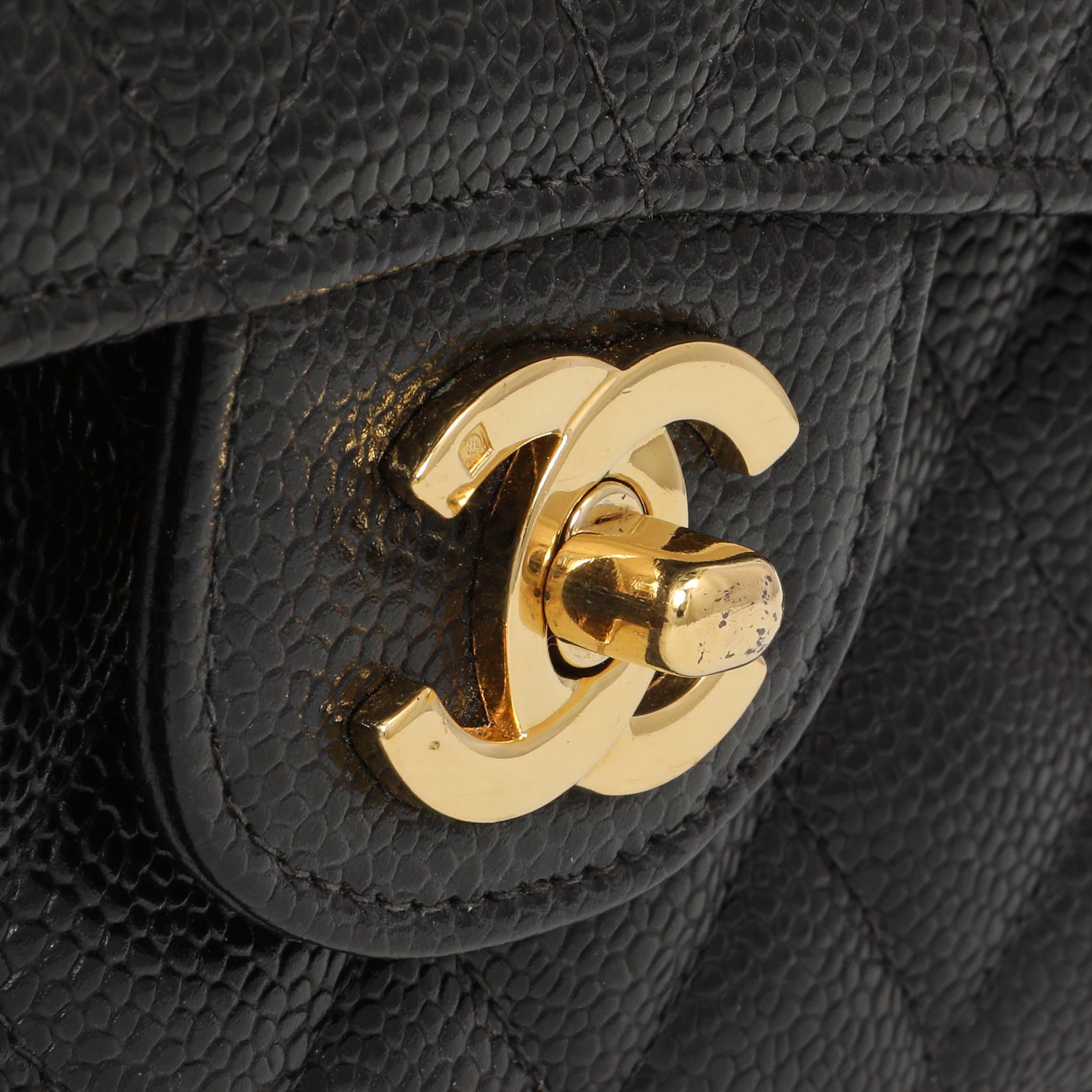 Chanel Black Quilted Caviar Medium Classic Double Flap - Image 8