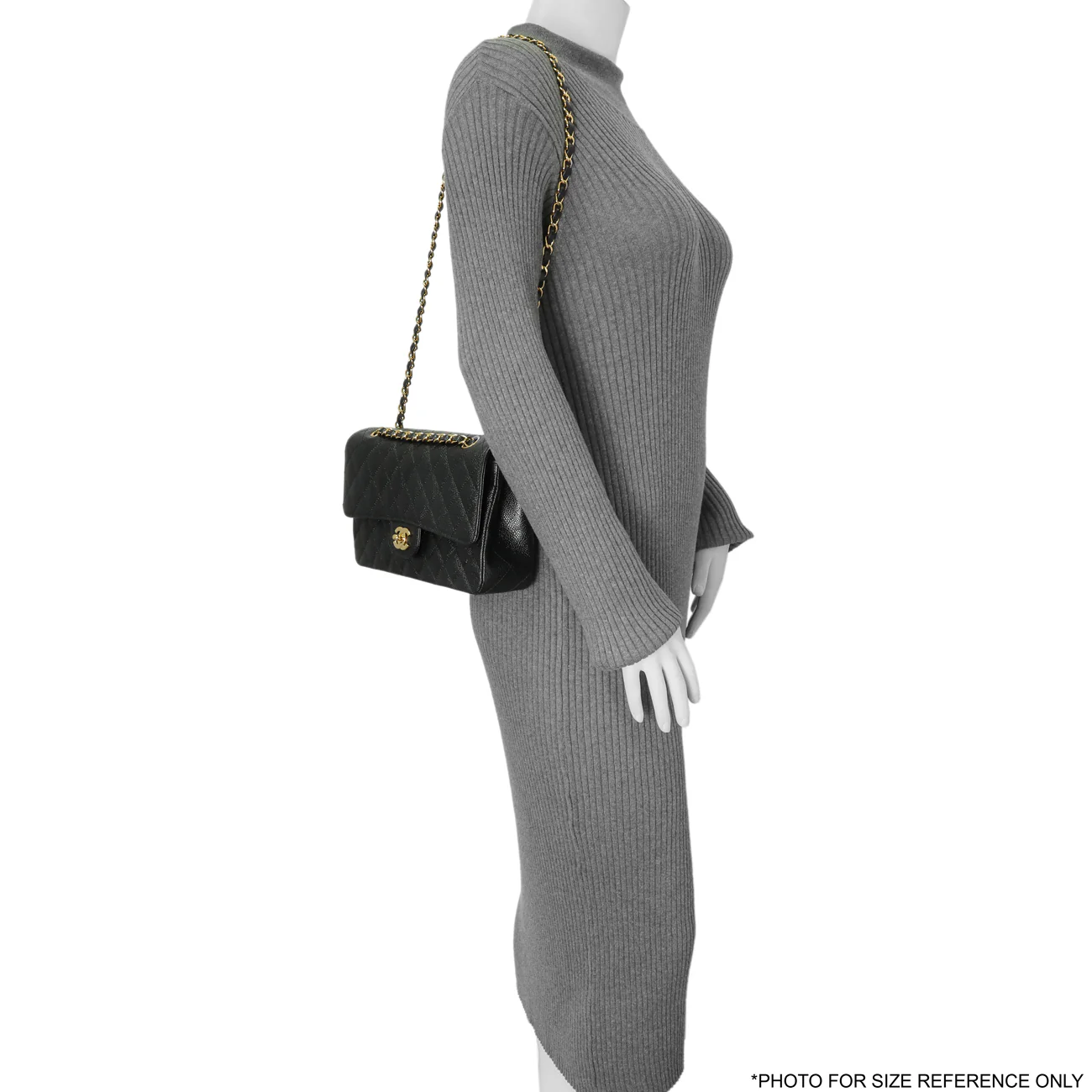 Chanel Black Quilted Caviar Medium Classic Double Flap - Image 7