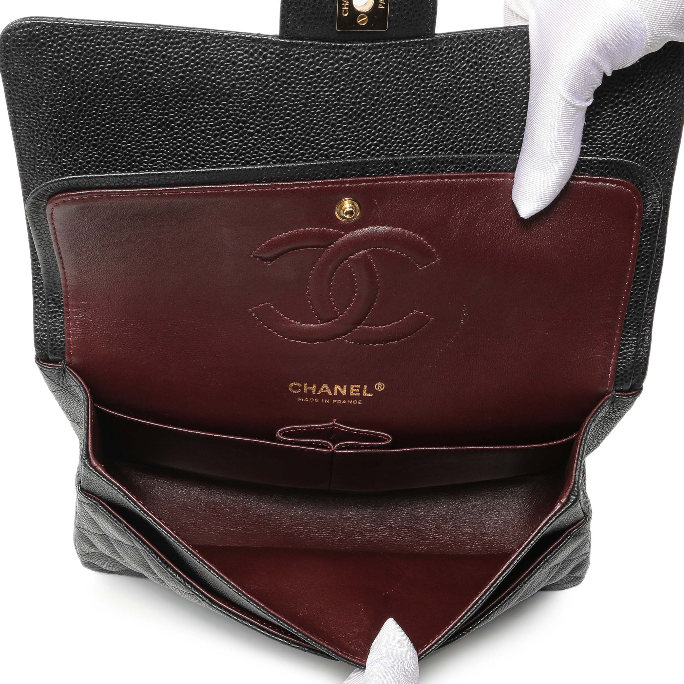 Chanel Black Quilted Caviar Medium Classic Double Flap - Image 4