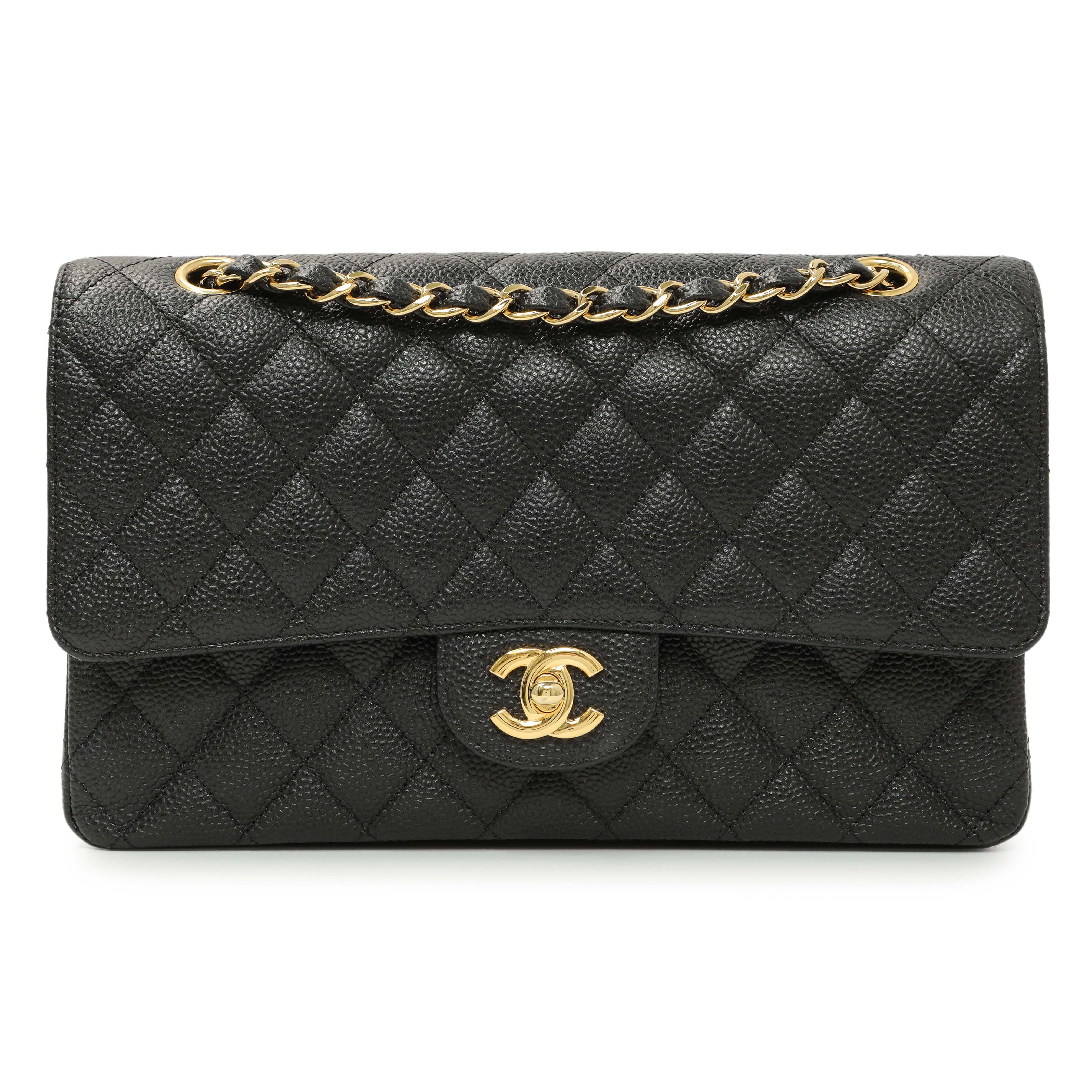 Chanel Black Quilted Caviar Medium Classic Double Flap