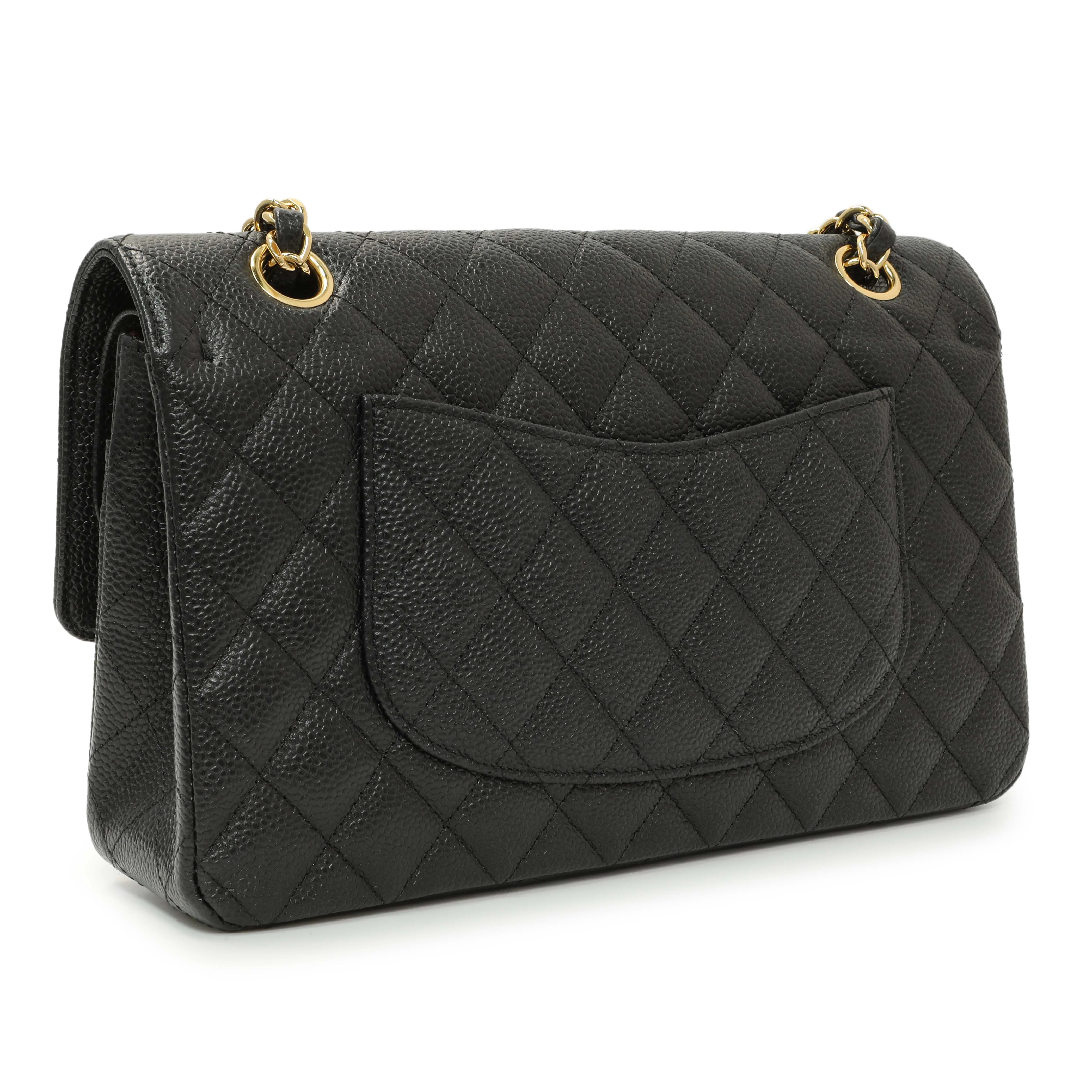 Chanel Black Quilted Caviar Medium Classic Double Flap - Image 2