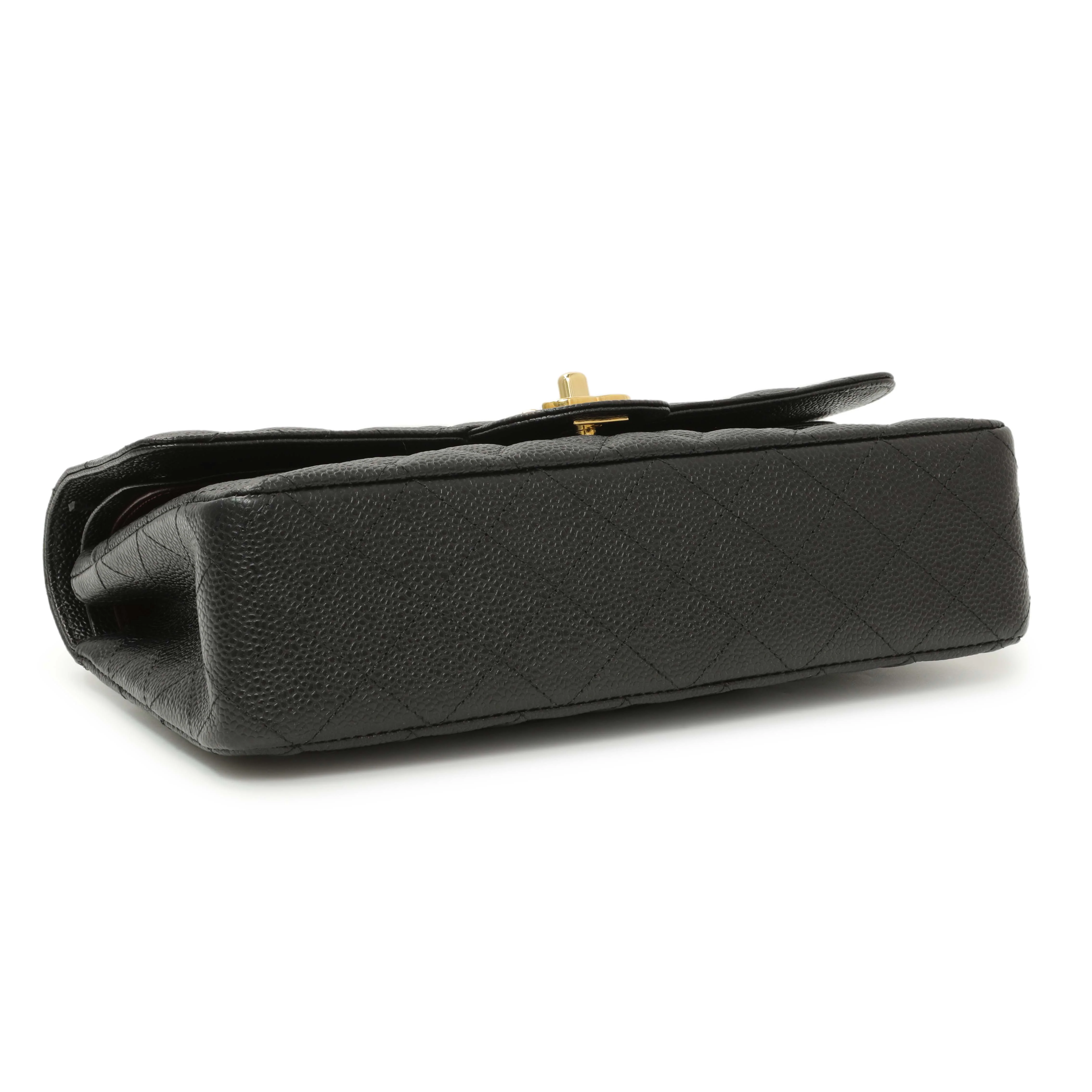 Chanel Black Quilted Caviar Medium Classic Double Flap - Image 3