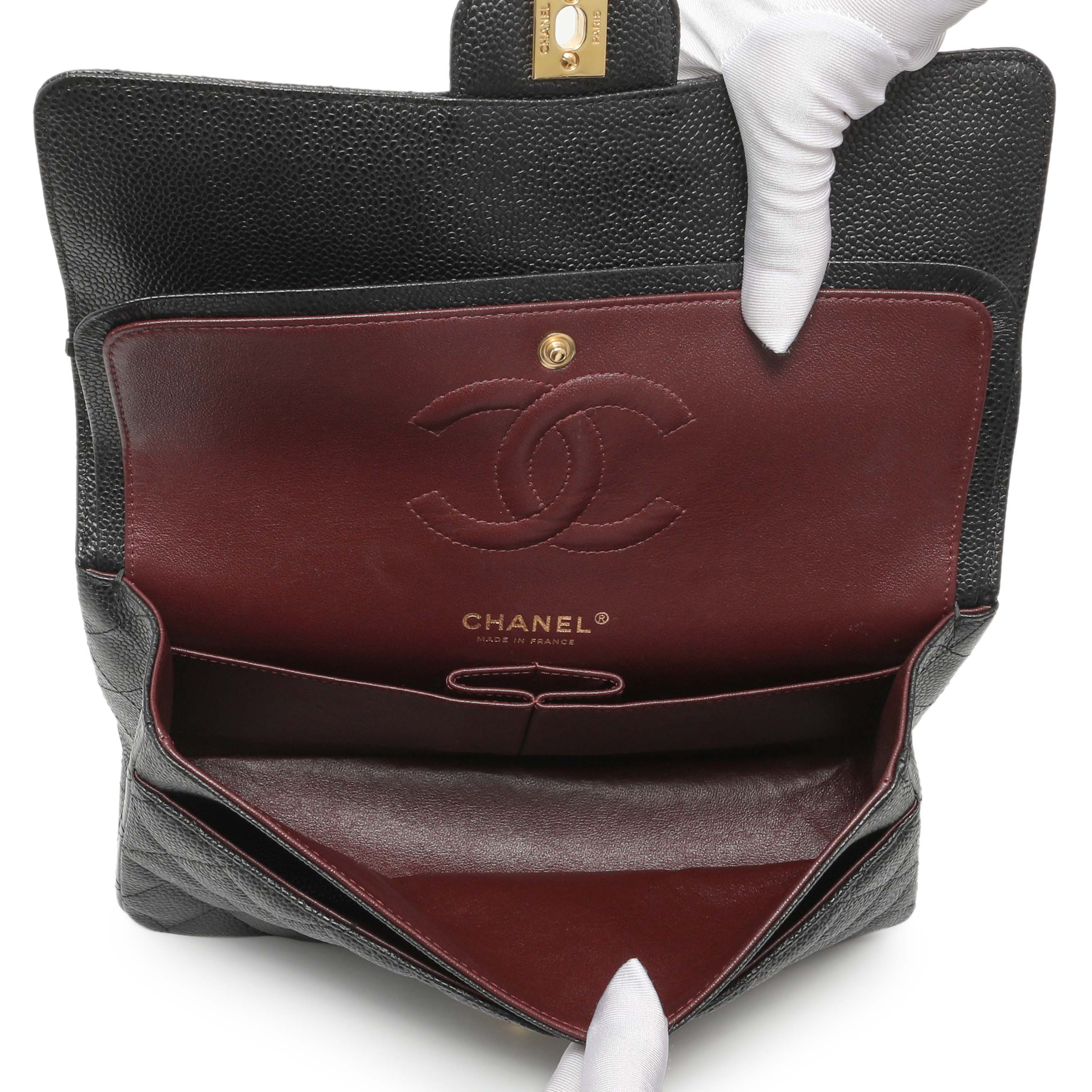 Chanel Black Quilted Caviar Medium Classic Double Flap - Image 4