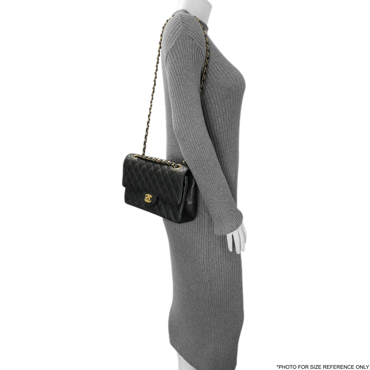 Chanel Black Quilted Caviar Medium Classic Double Flap - Image 7