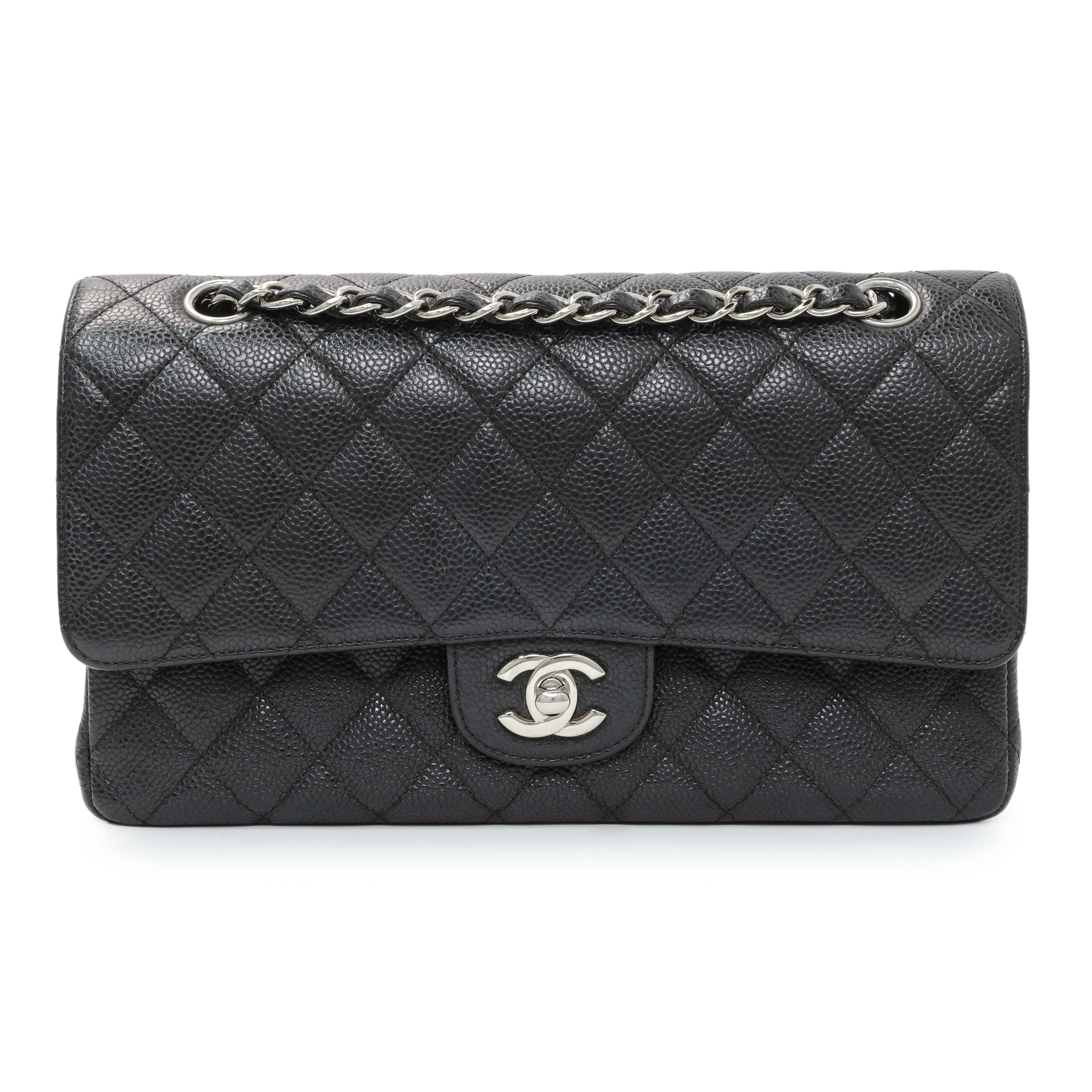 Chanel Black Quilted Caviar Medium Classic Double Flap