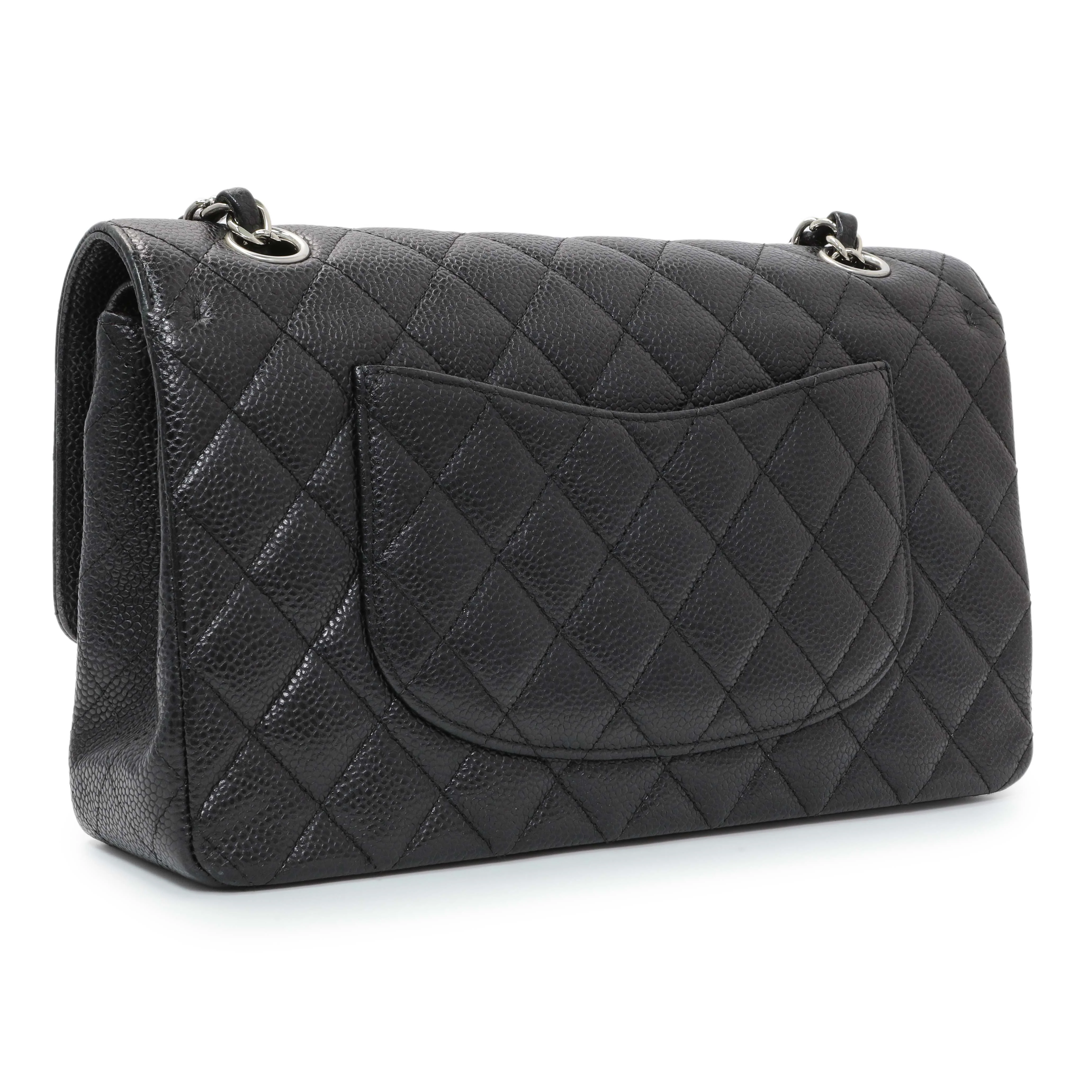 Chanel Black Quilted Caviar Medium Classic Double Flap - Image 2