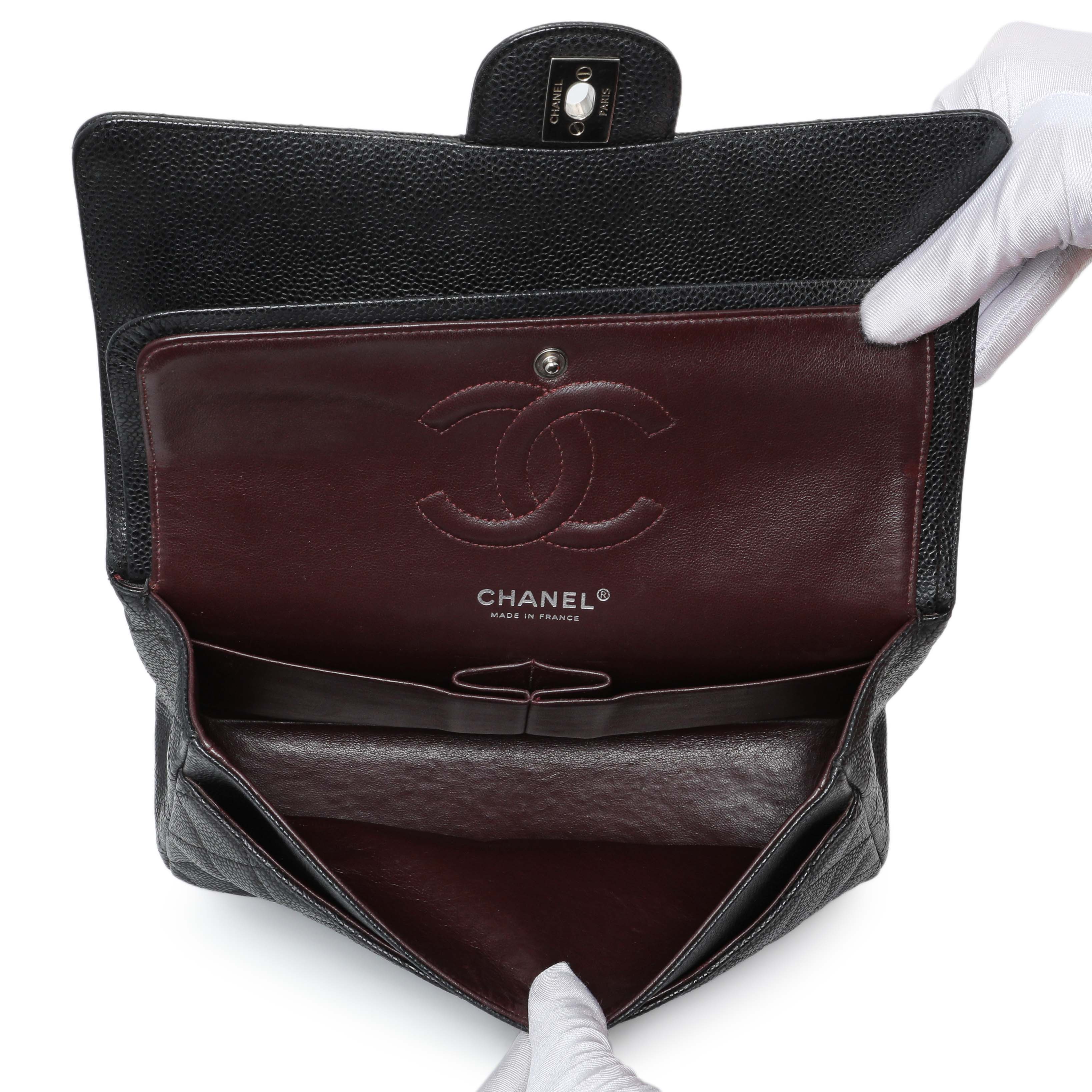 Chanel Black Quilted Caviar Medium Classic Double Flap - Image 8