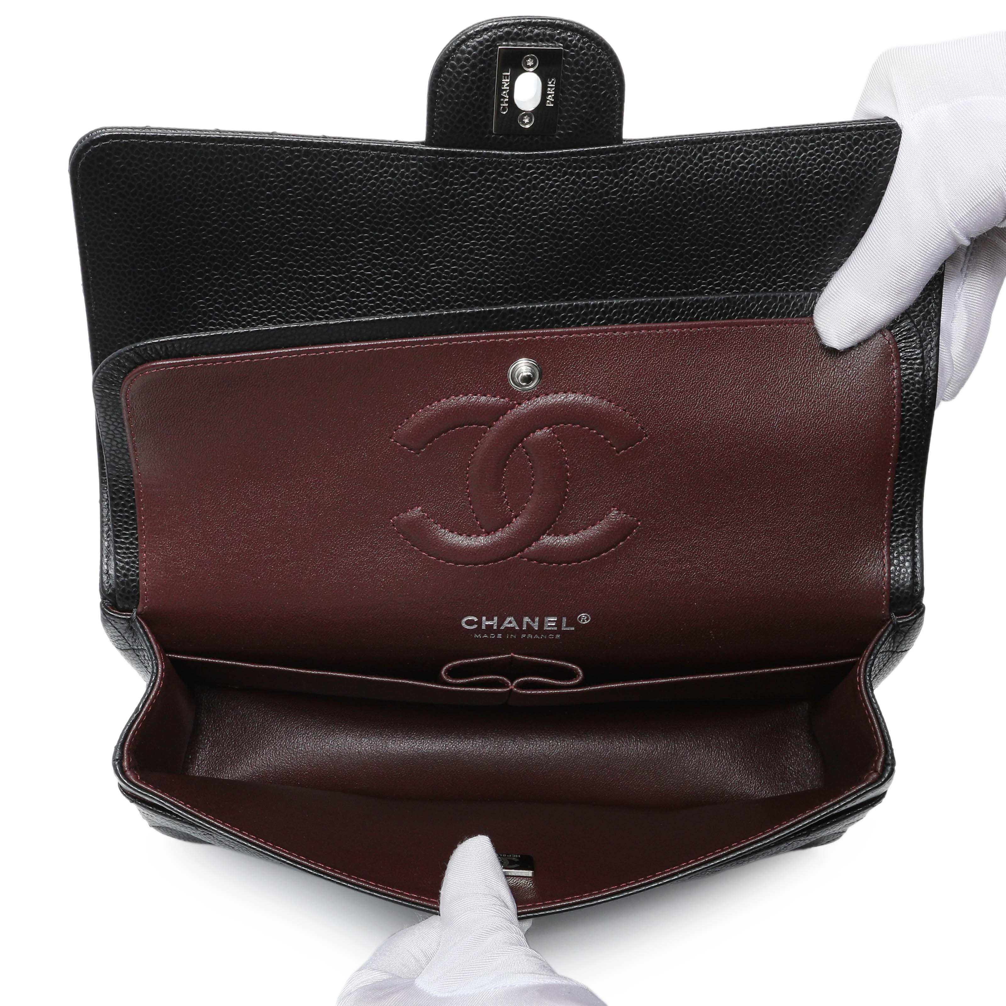 Chanel Black Quilted Caviar Medium Double Flap - Image 4
