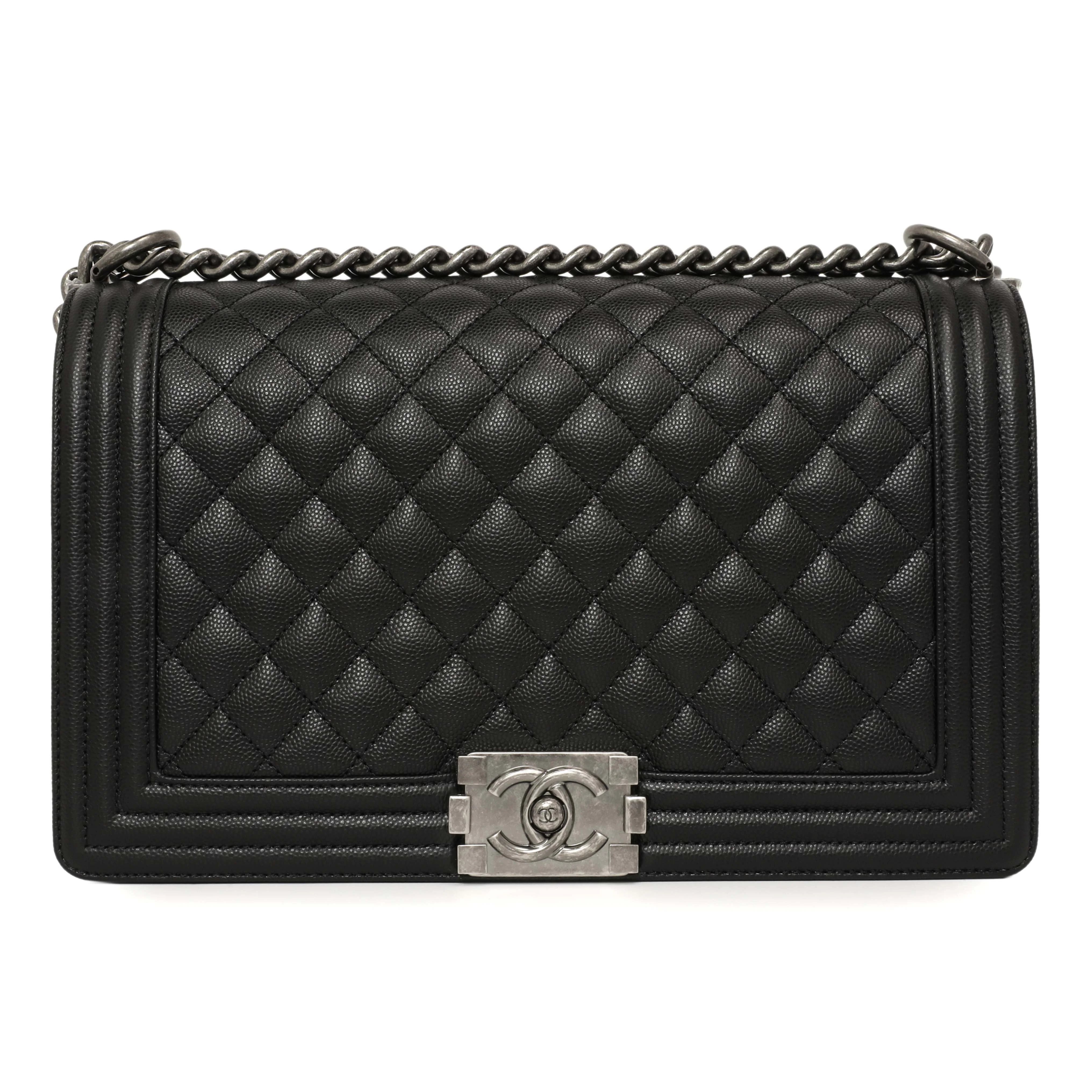 Chanel Black Quilted Caviar New Medium Boy Bag - Image 2