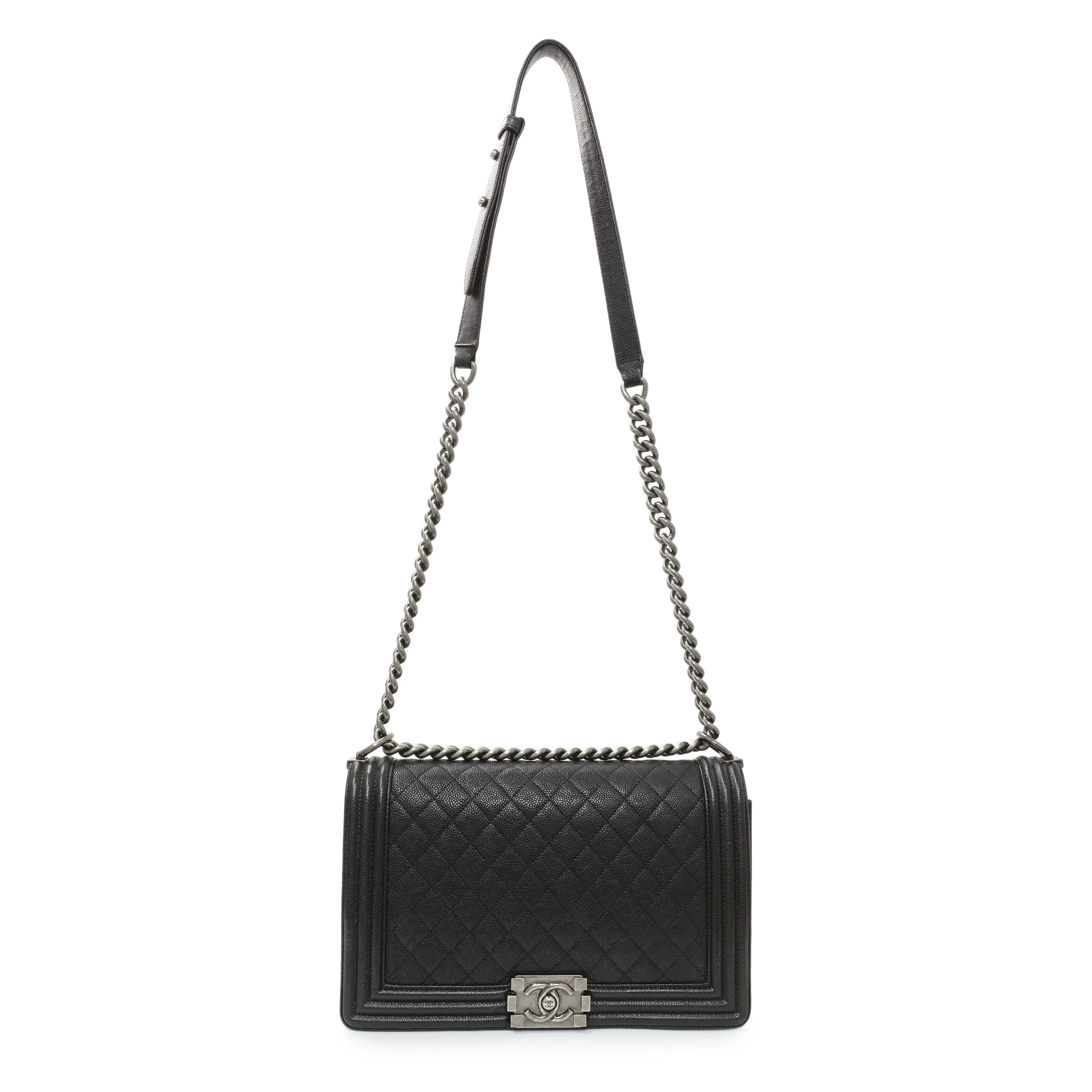 Chanel Black Quilted Caviar New Medium Boy Bag