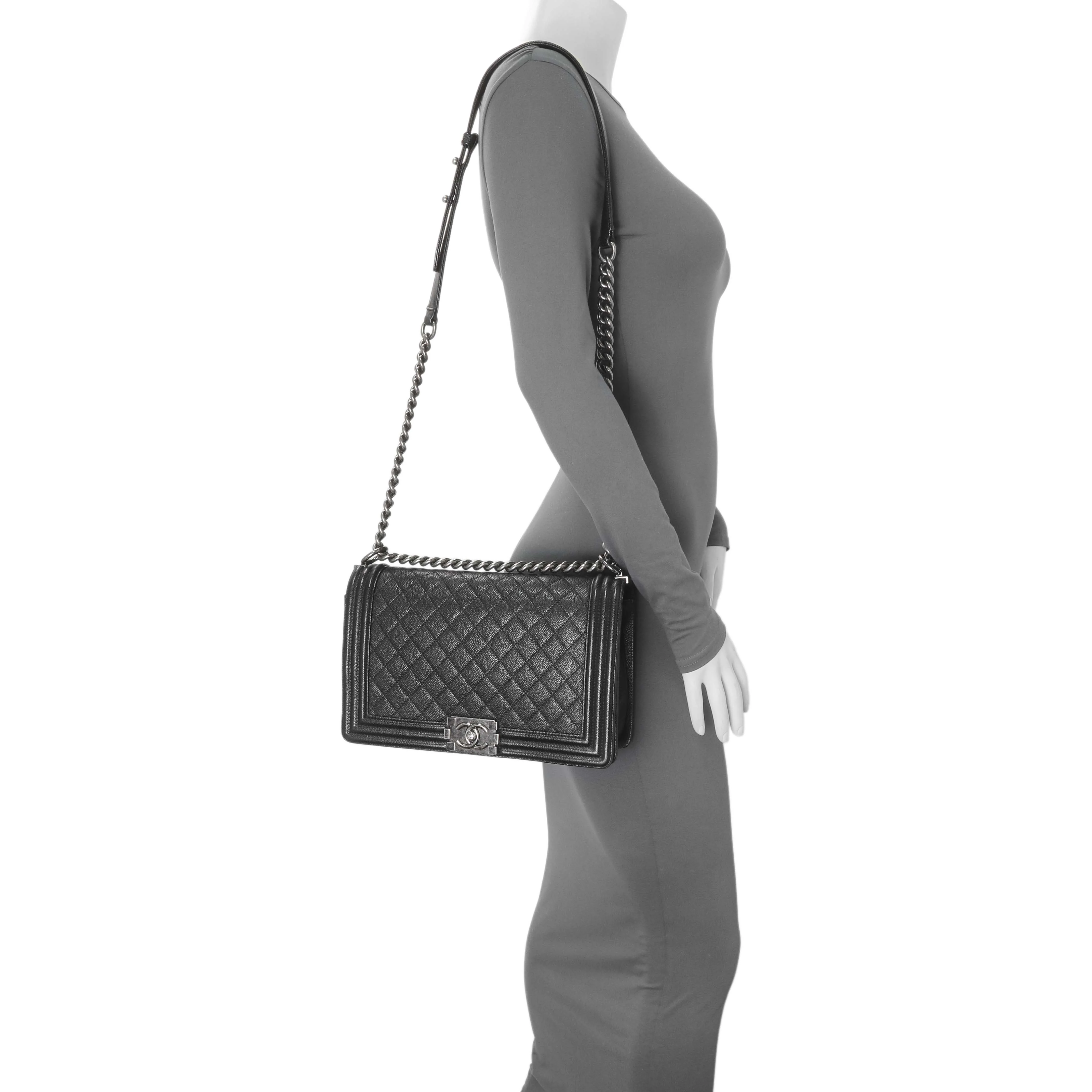 Chanel Black Quilted Caviar New Medium Boy Bag - Image 11