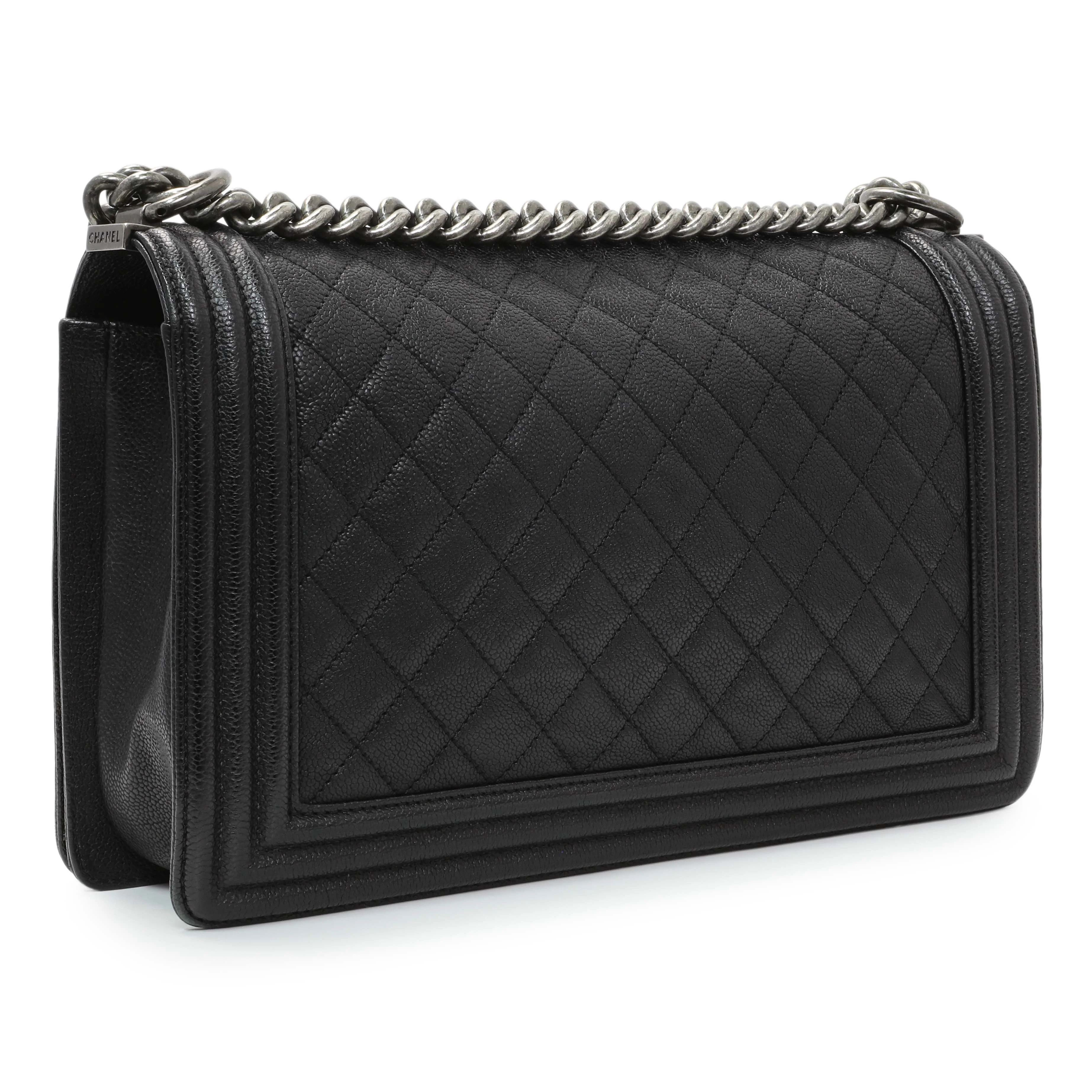 Chanel Black Quilted Caviar New Medium Boy Bag - Image 2
