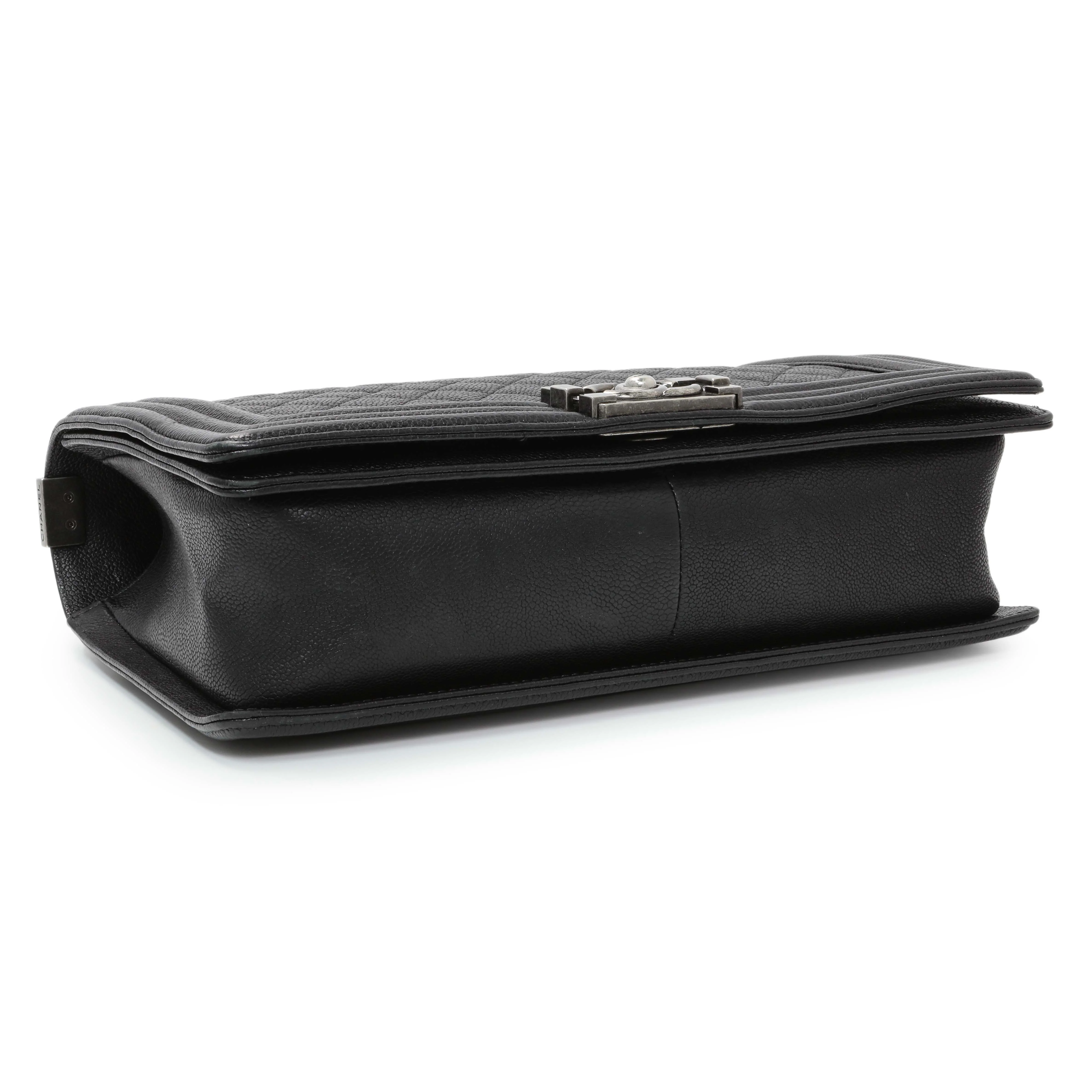 Chanel Black Quilted Caviar New Medium Boy Bag - Image 3
