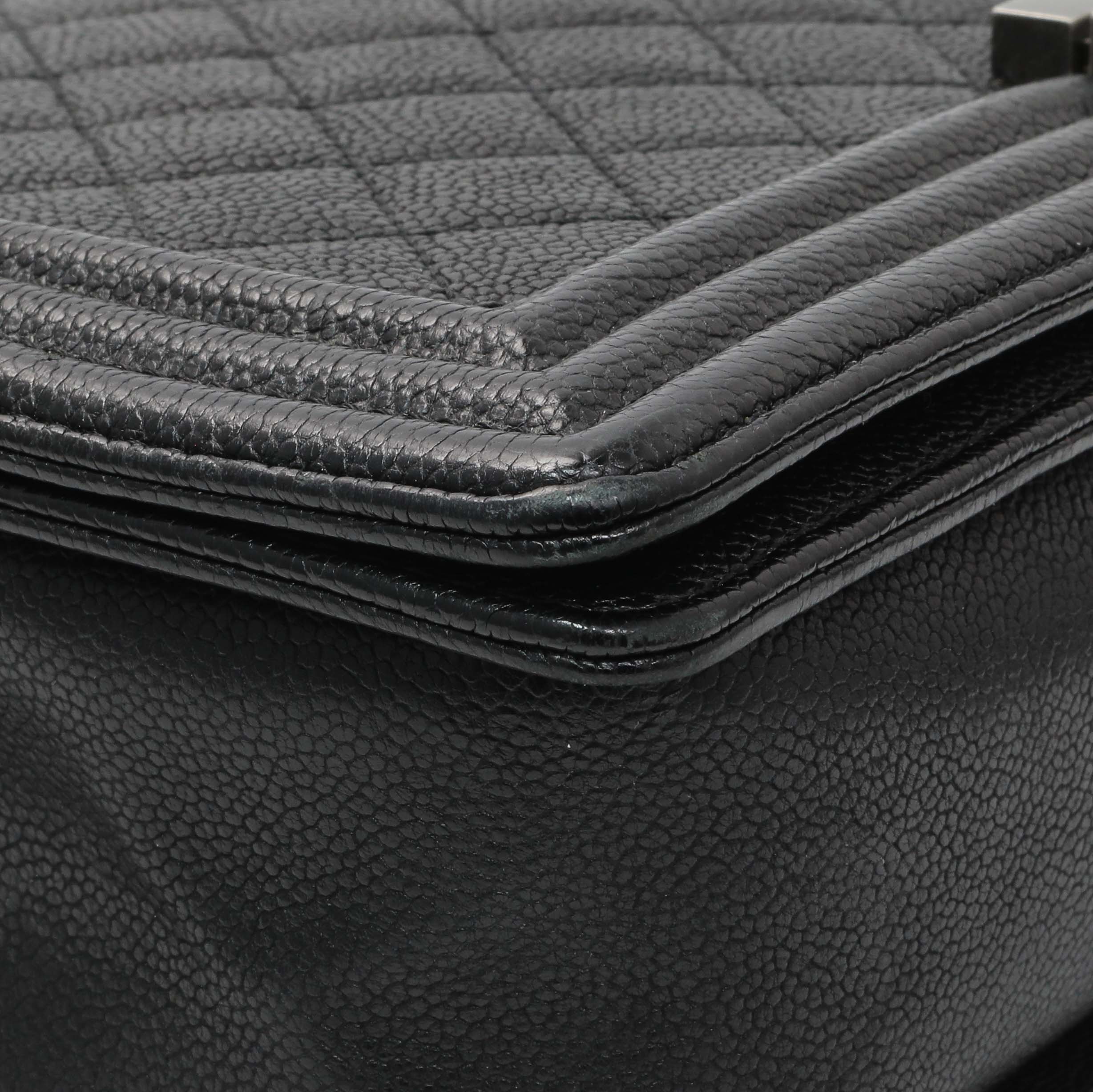 Chanel Black Quilted Caviar New Medium Boy Bag - Image 4