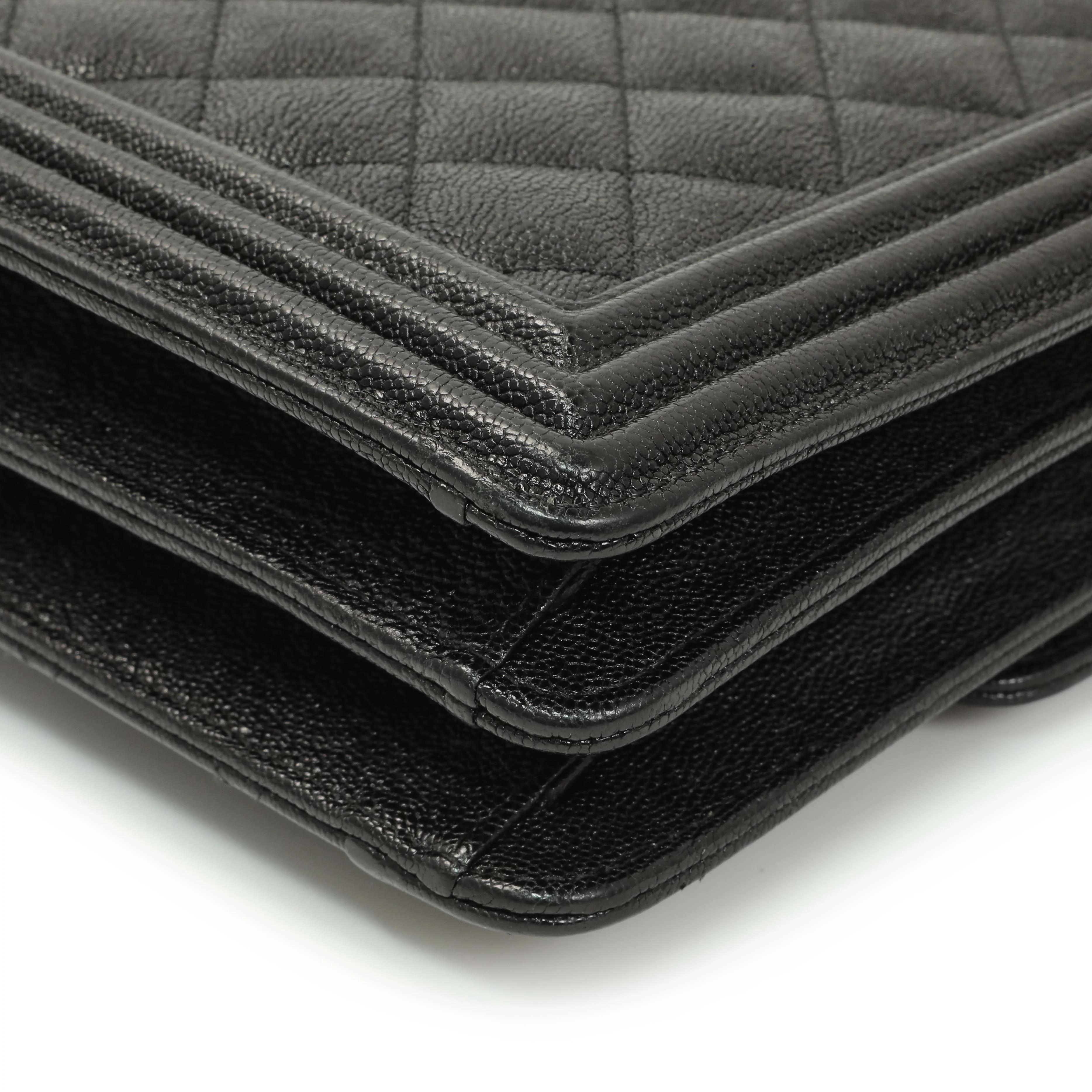 Chanel Black Quilted Caviar North South Boy Flap - Image 8
