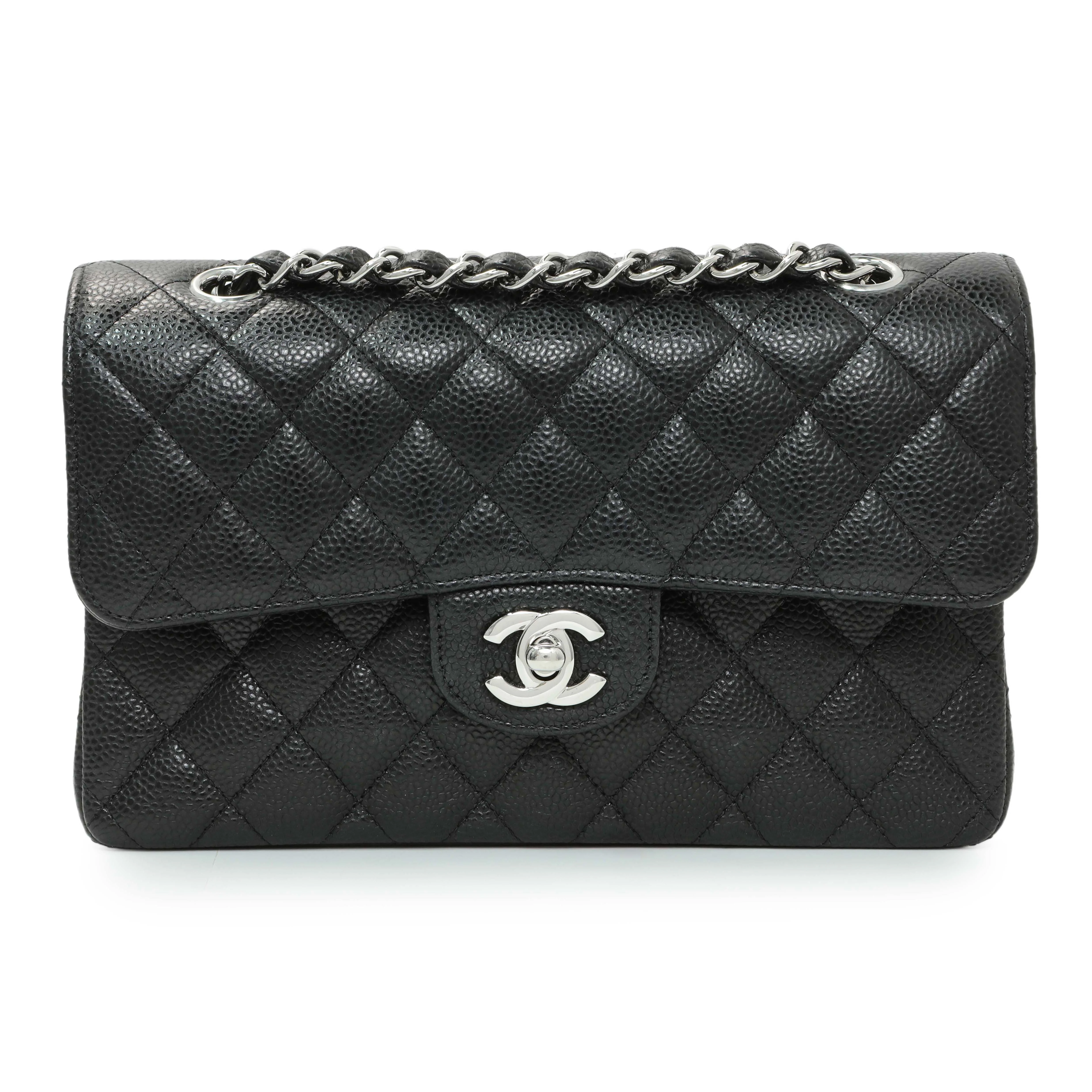 Chanel Black Quilted Caviar Small Classic Double Flap