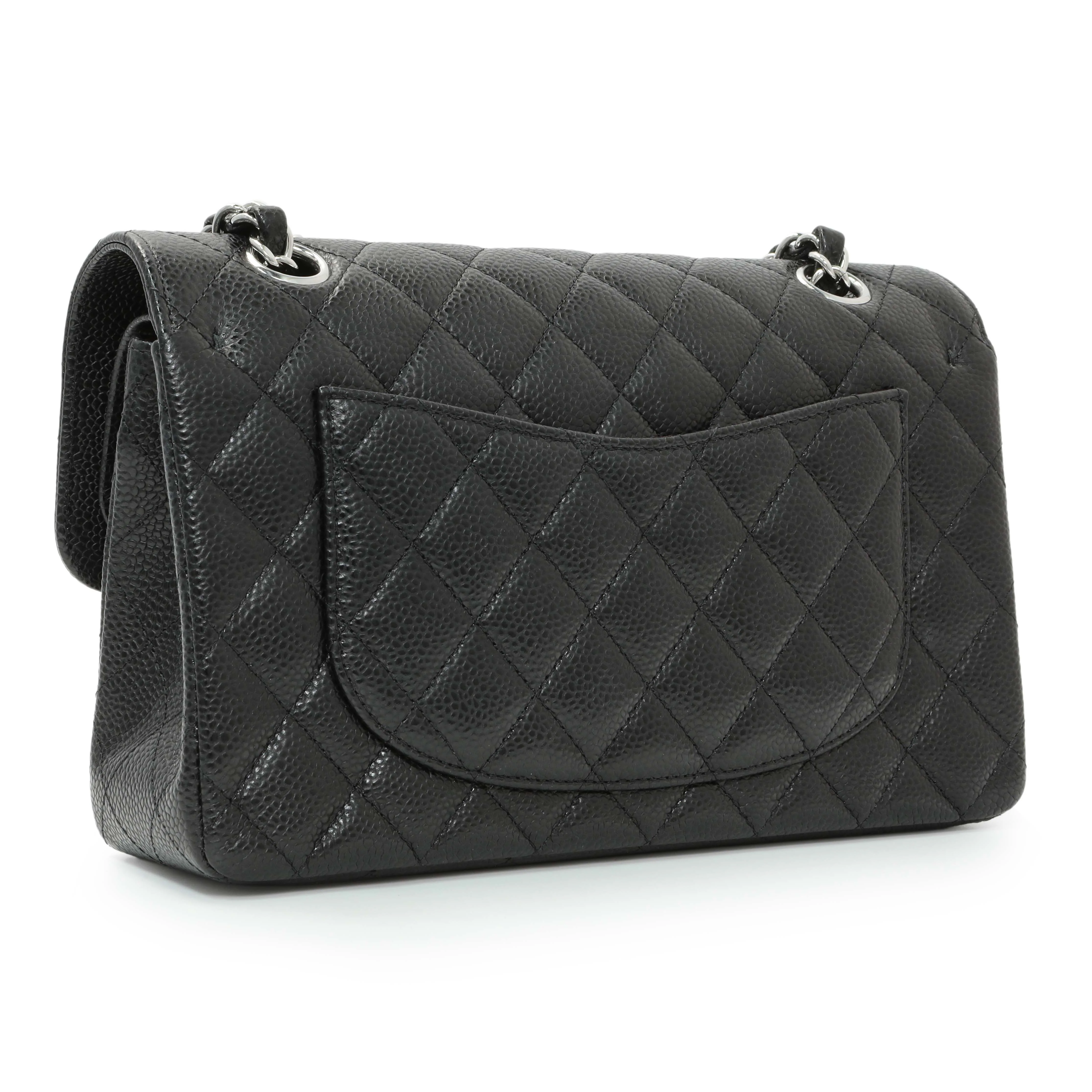 Chanel Black Quilted Caviar Small Classic Double Flap - Image 2