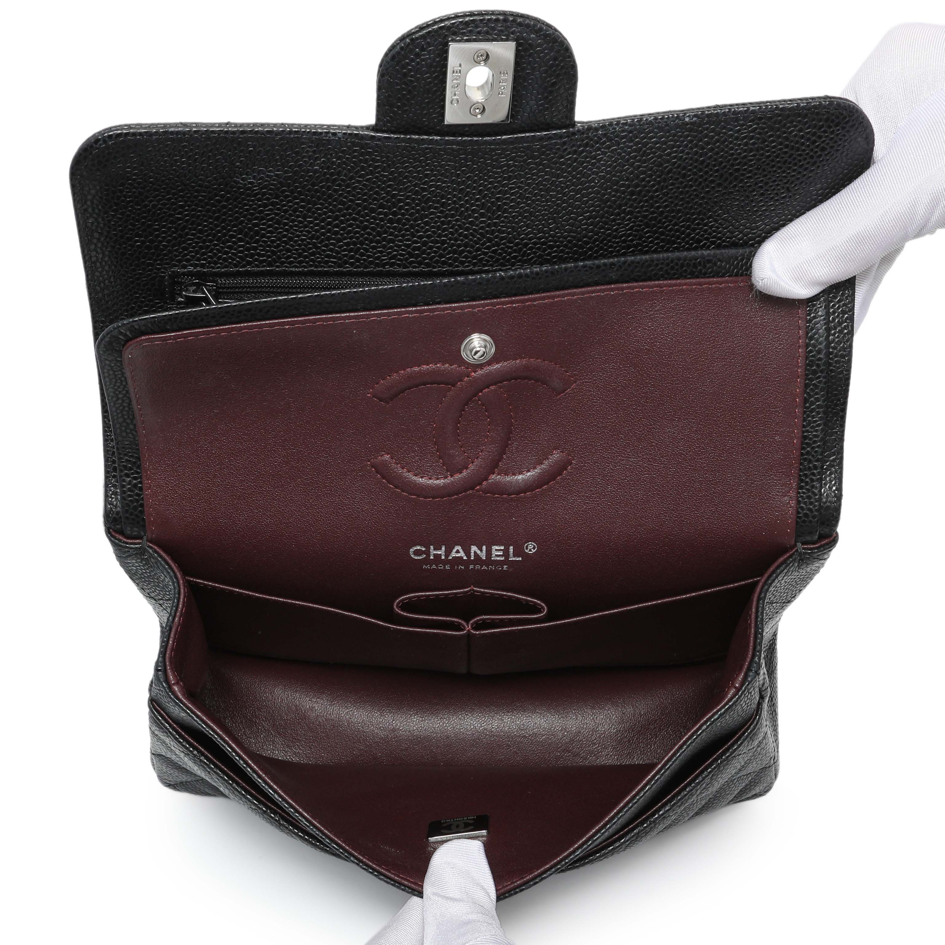 Chanel Black Quilted Caviar Small Classic Double Flap - Image 4