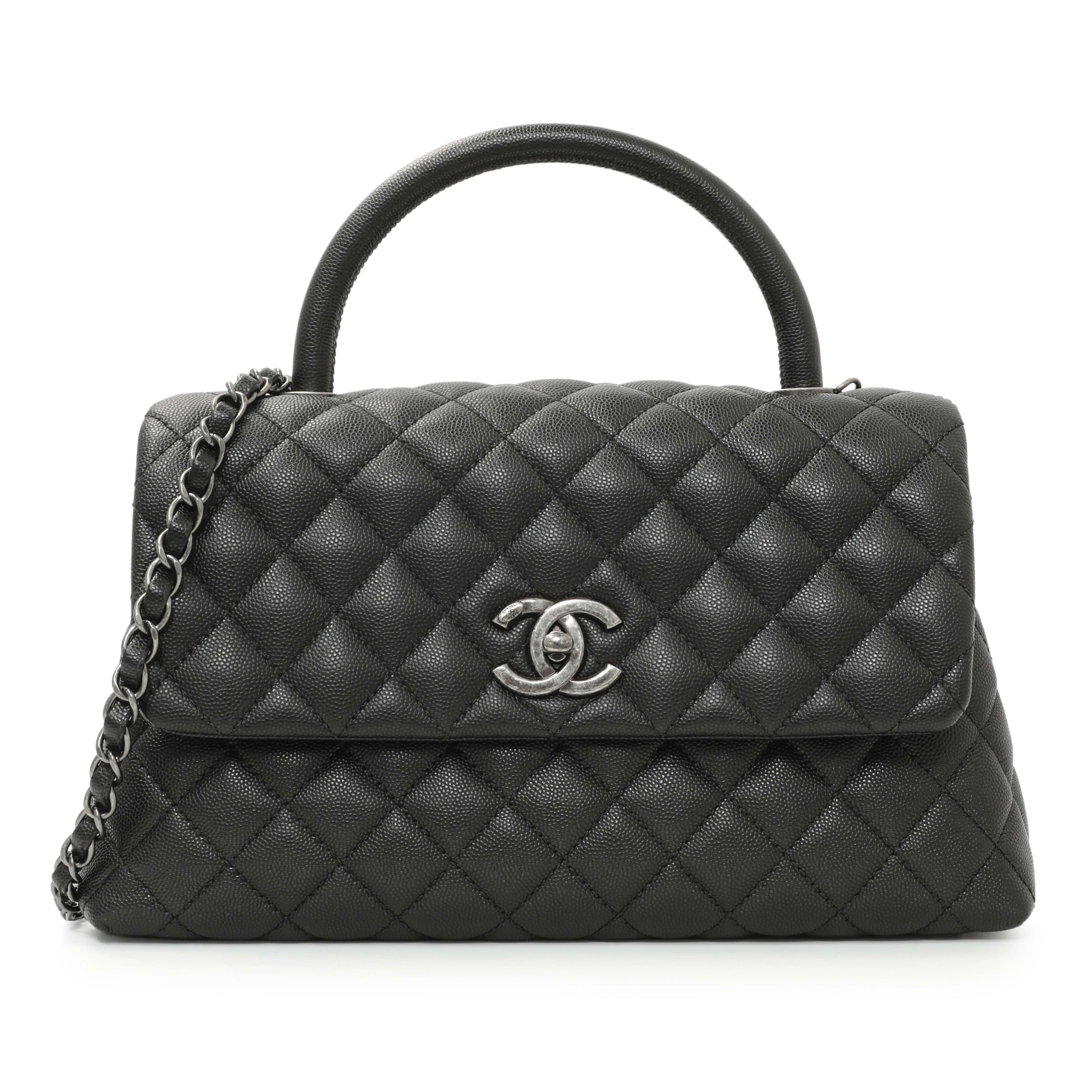 Chanel Black Quilted Caviar Small Coco Handle