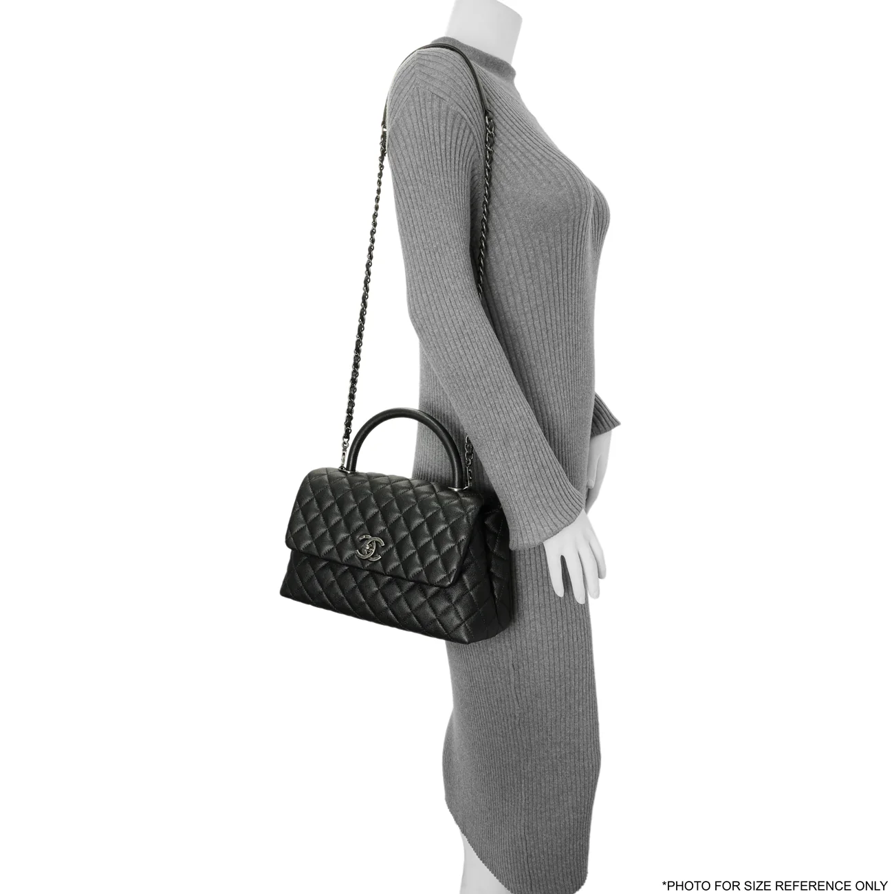 Chanel Black Quilted Caviar Small Coco Handle - Image 11